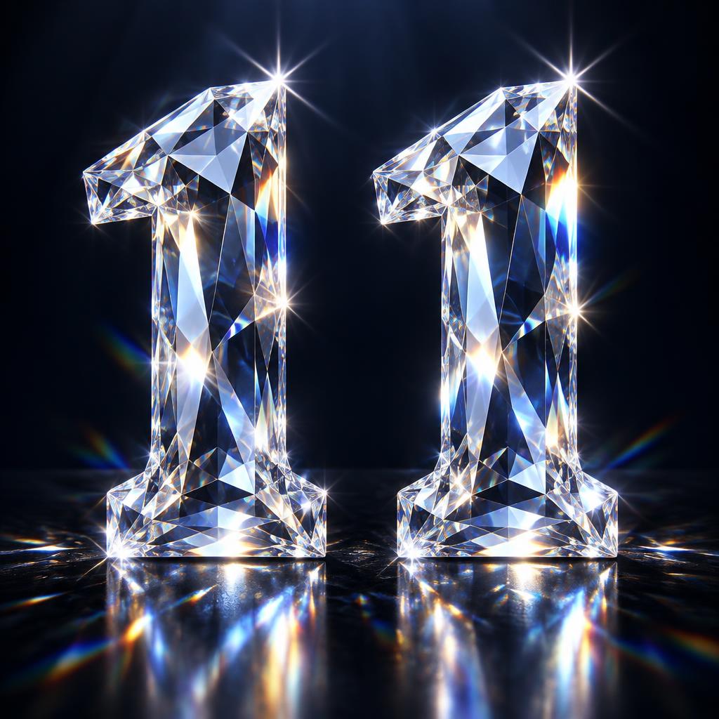 "11" — Glass Crystal | AI Text Effect Generator
