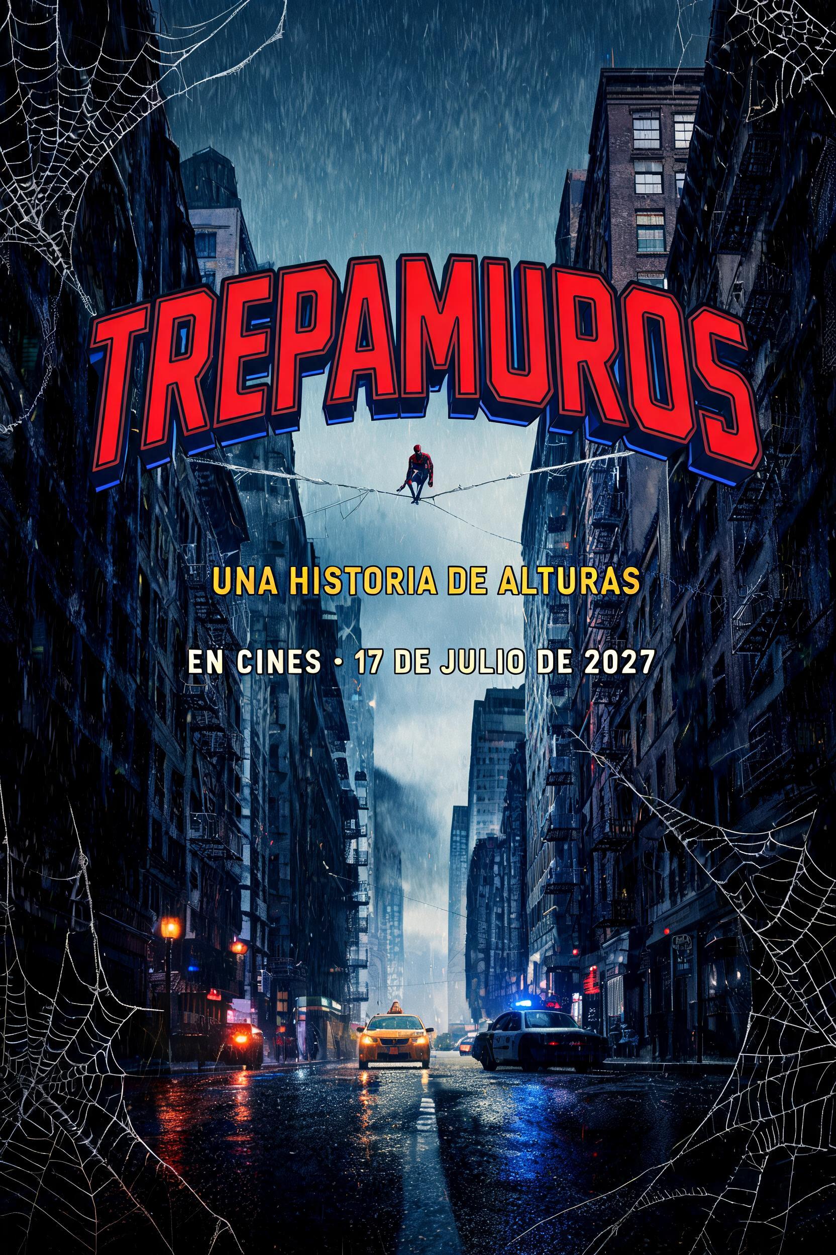 "TREPAMUROS
UNA HISTORIA DE ALTURAS
EN CINES · 17 DE JULIO DE 2027" — Spider Hero | AI Text Effect Generator