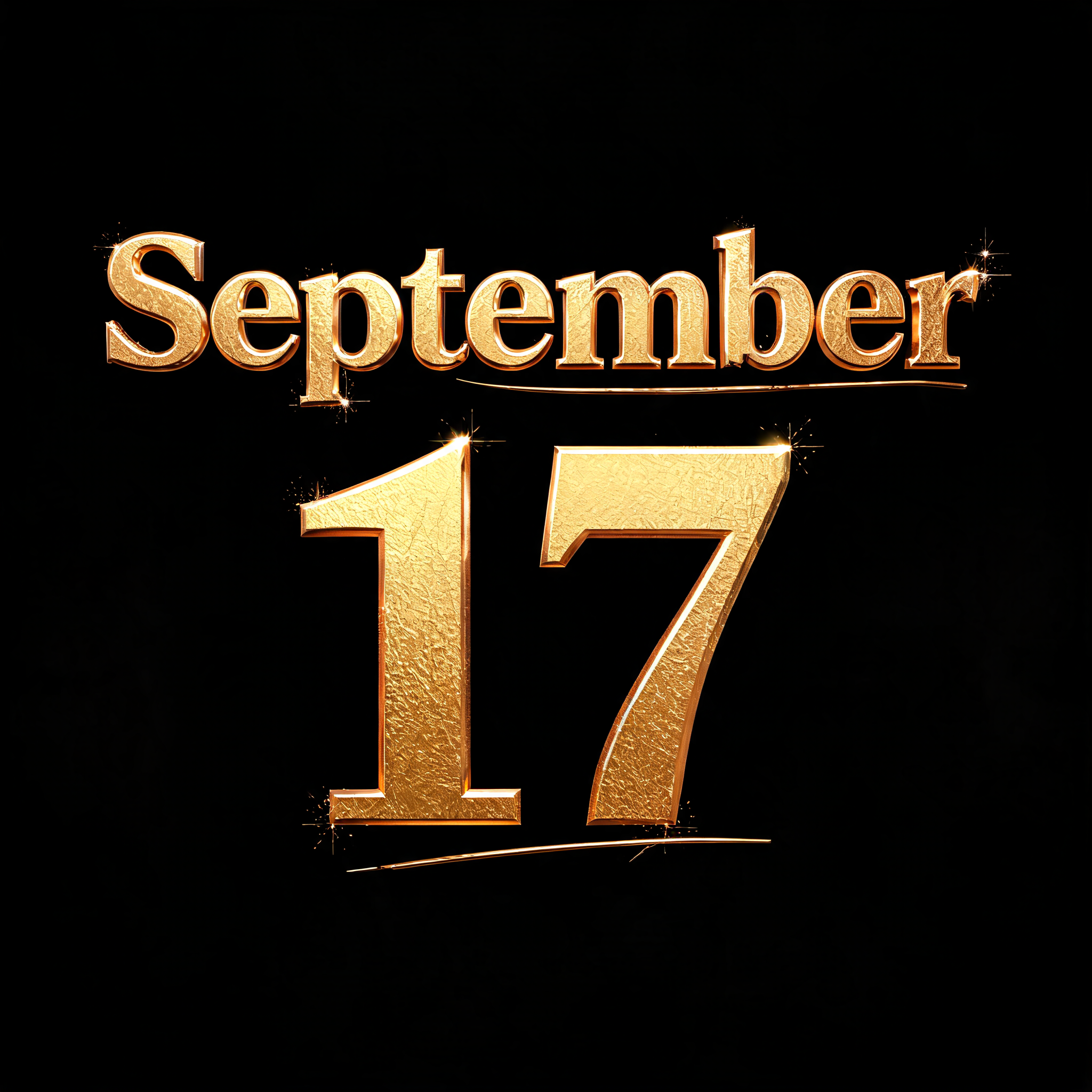 "September 17" — 3d Bold Gold | AI Text Effect Generator