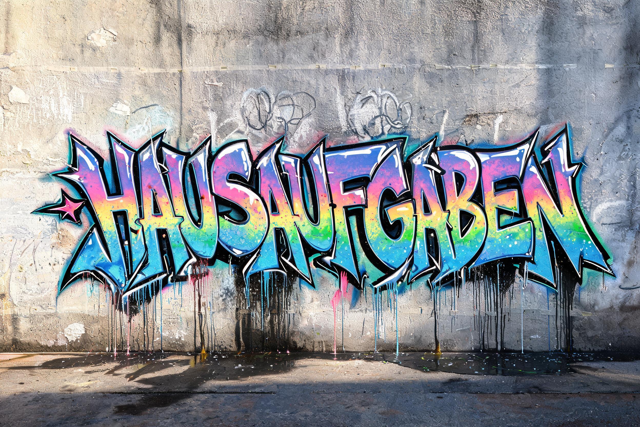 "Hausaufgaben" — Graffiti | AI Text Effect Generator
