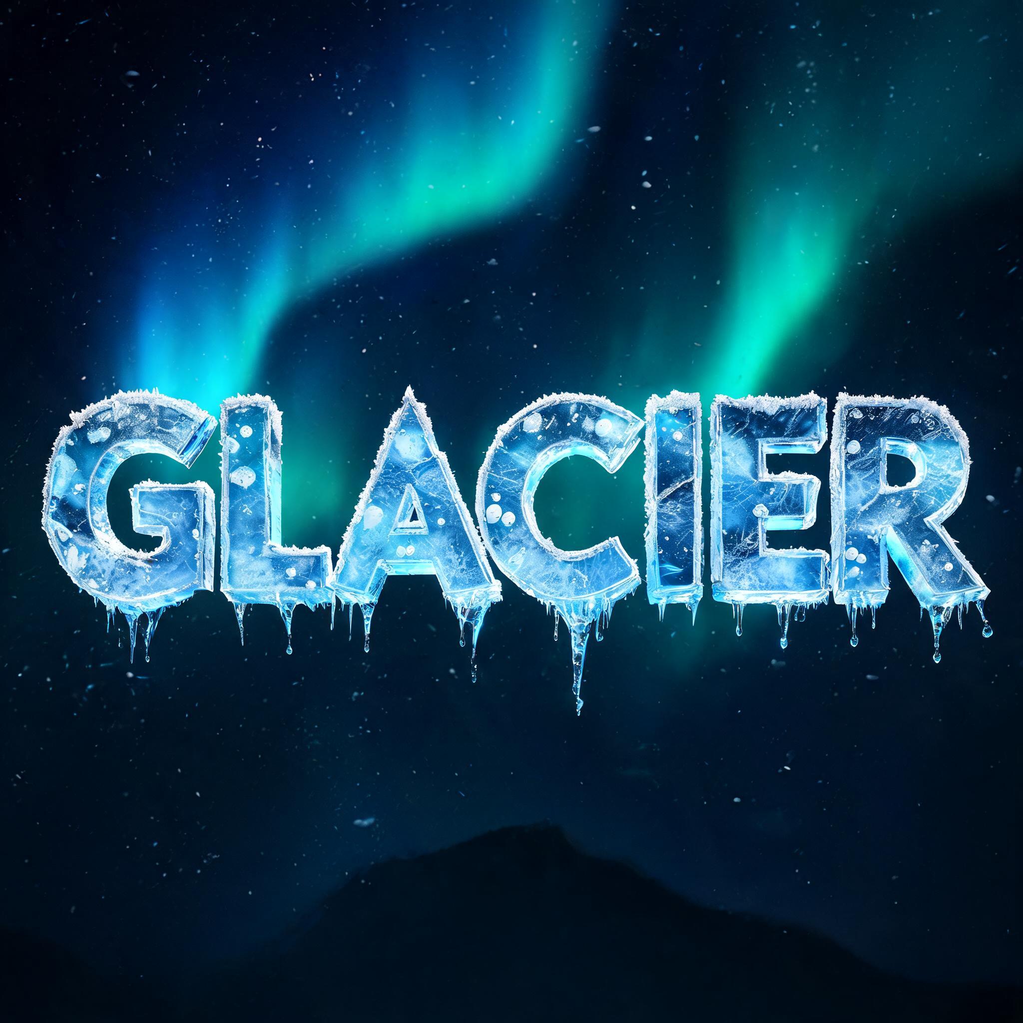 "GLACIER" — Glass Frozen | AI Text Effect Generator