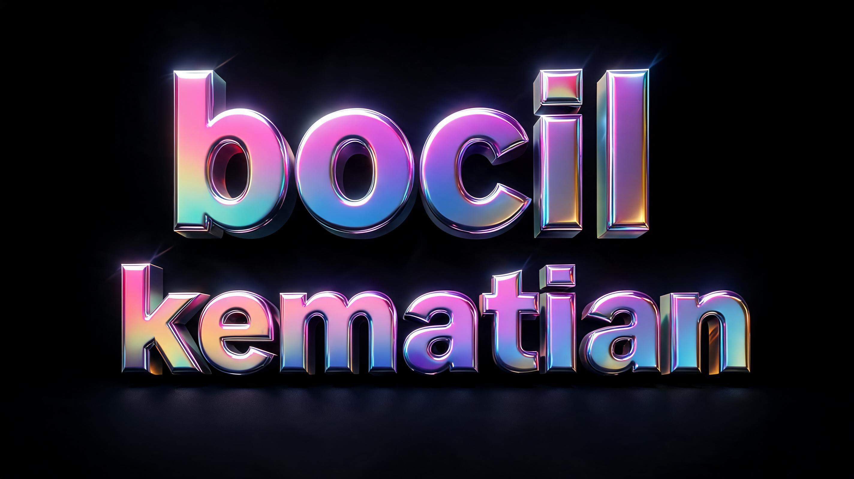 "bocil kematian" — 3d Bold Holographic | AI Text Effect Generator