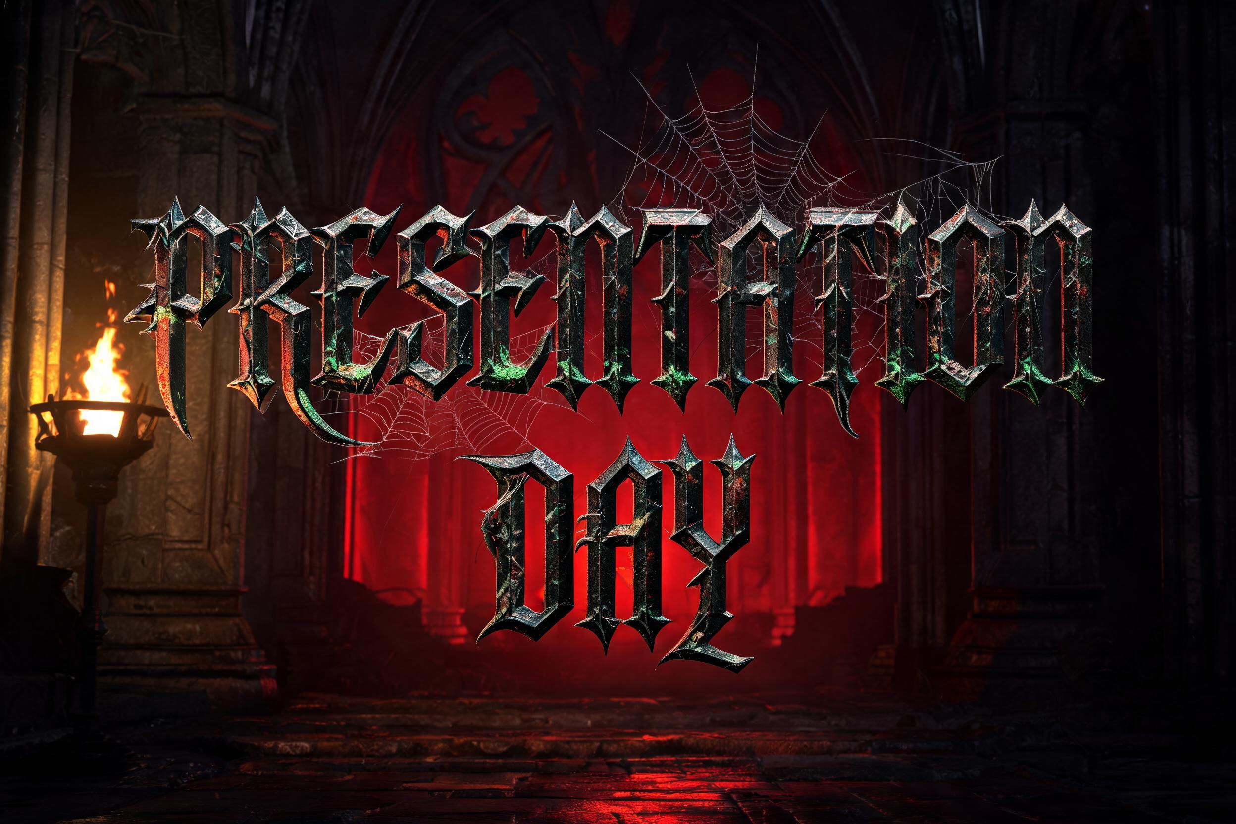 "Presentation Day" — Gothic Font | AI Text Effect Generator