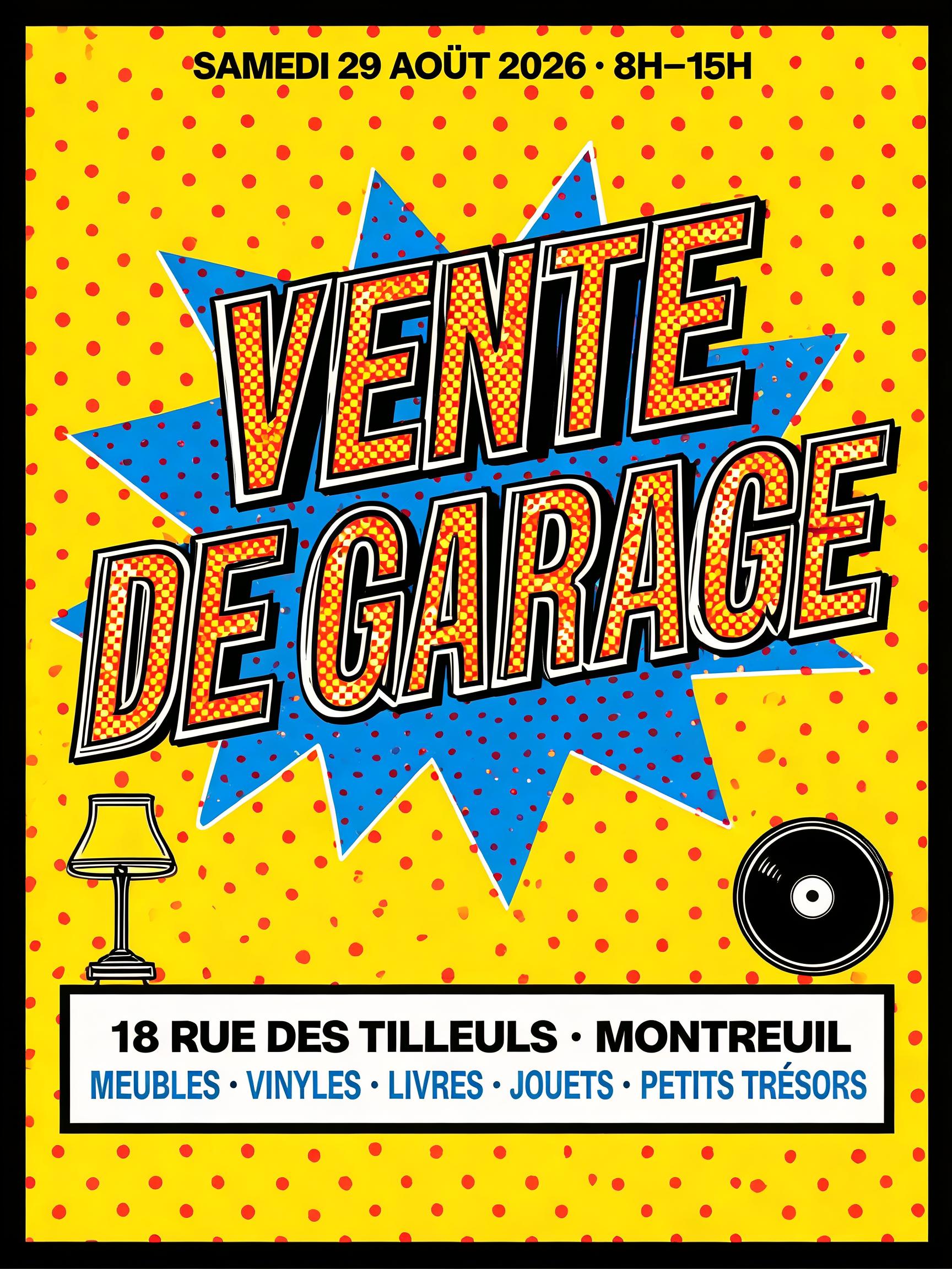 "Vente de GARAGE" — Pop Art | AI Text Effect Generator