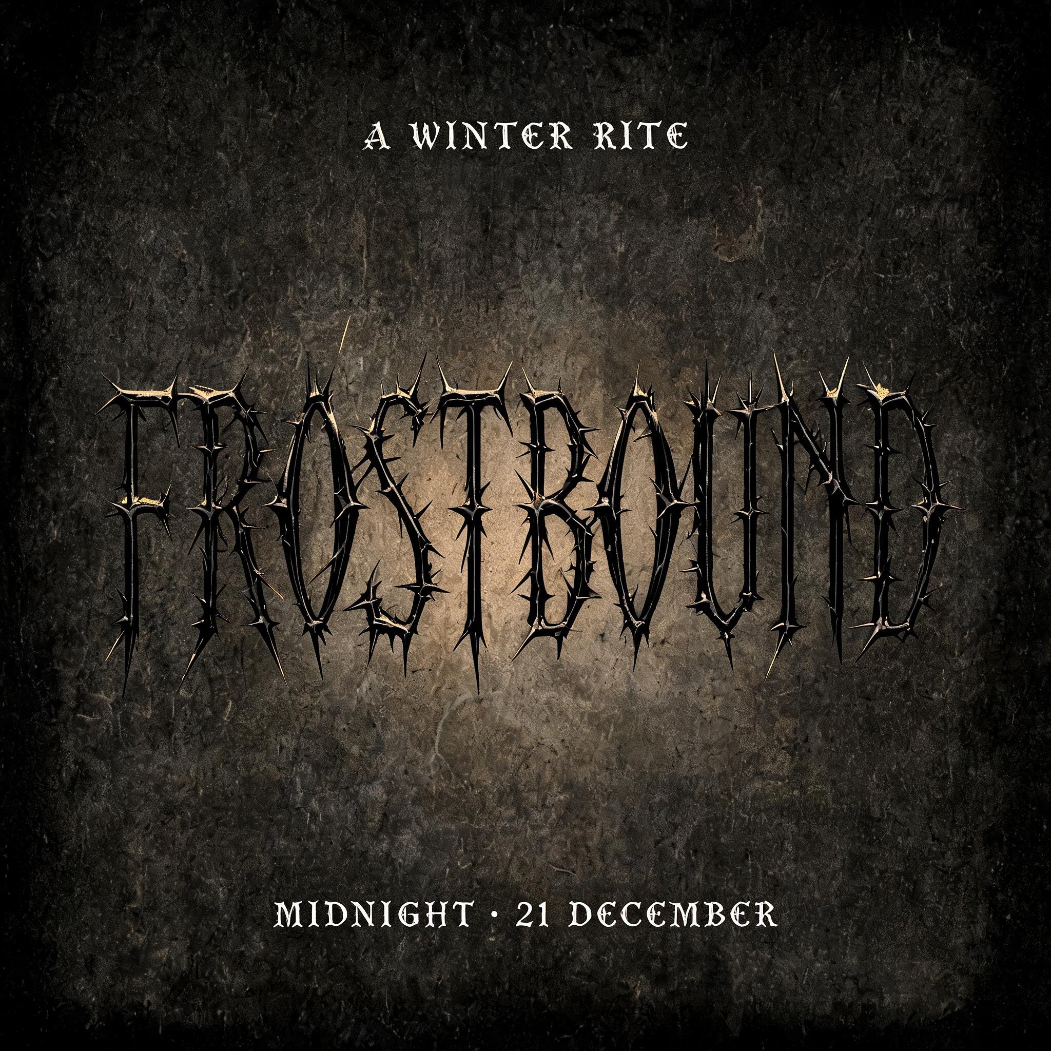 "FROSTBOUND
A WINTER RITE
MIDNIGHT • 21 DECEMBER" — Gothic Font | AI Text Effect Generator