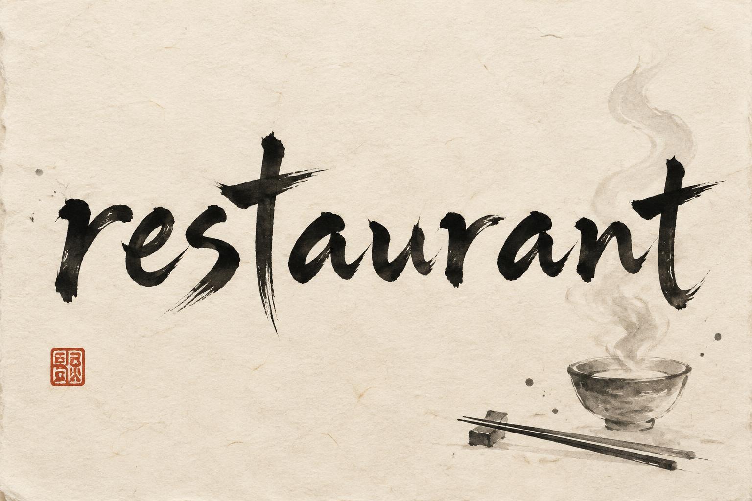 "restaurant" — Brush Japanese Ink | AI Text Effect Generator