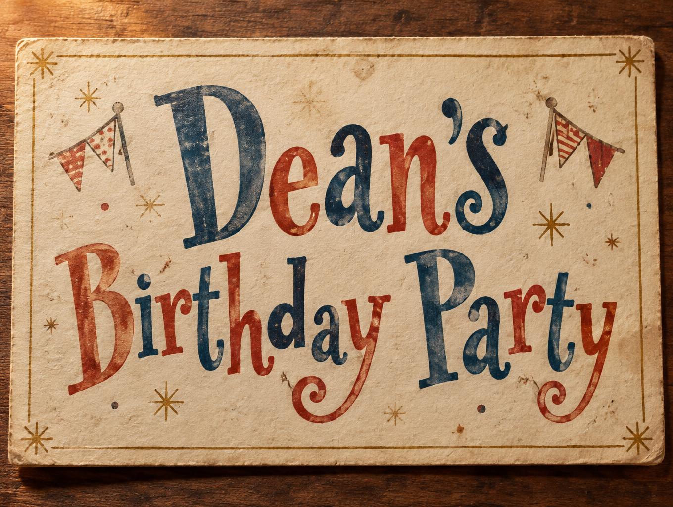 "Dean's Birthday Party" — Vintage | AI Text Effect Generator