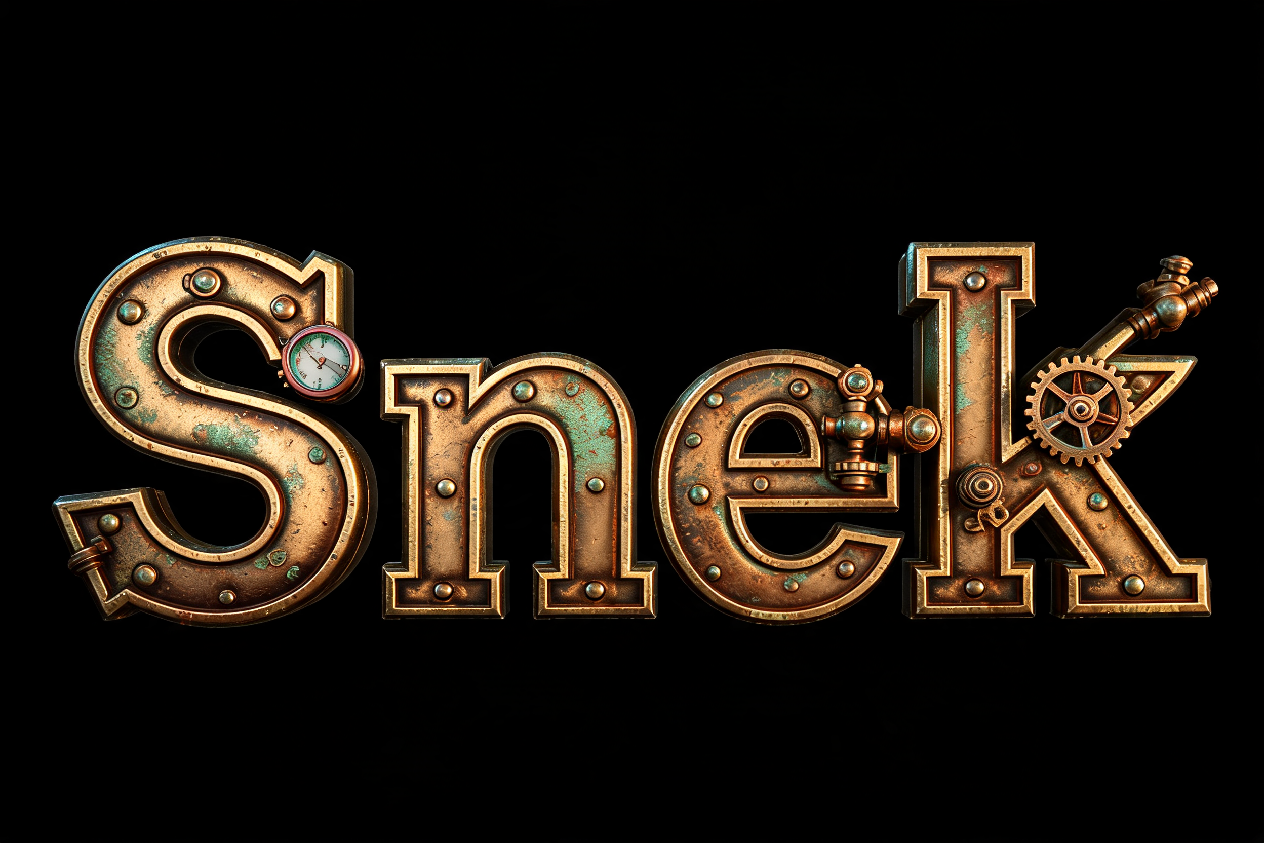 "Snek" — Steampunk | AI Text Effect Generator