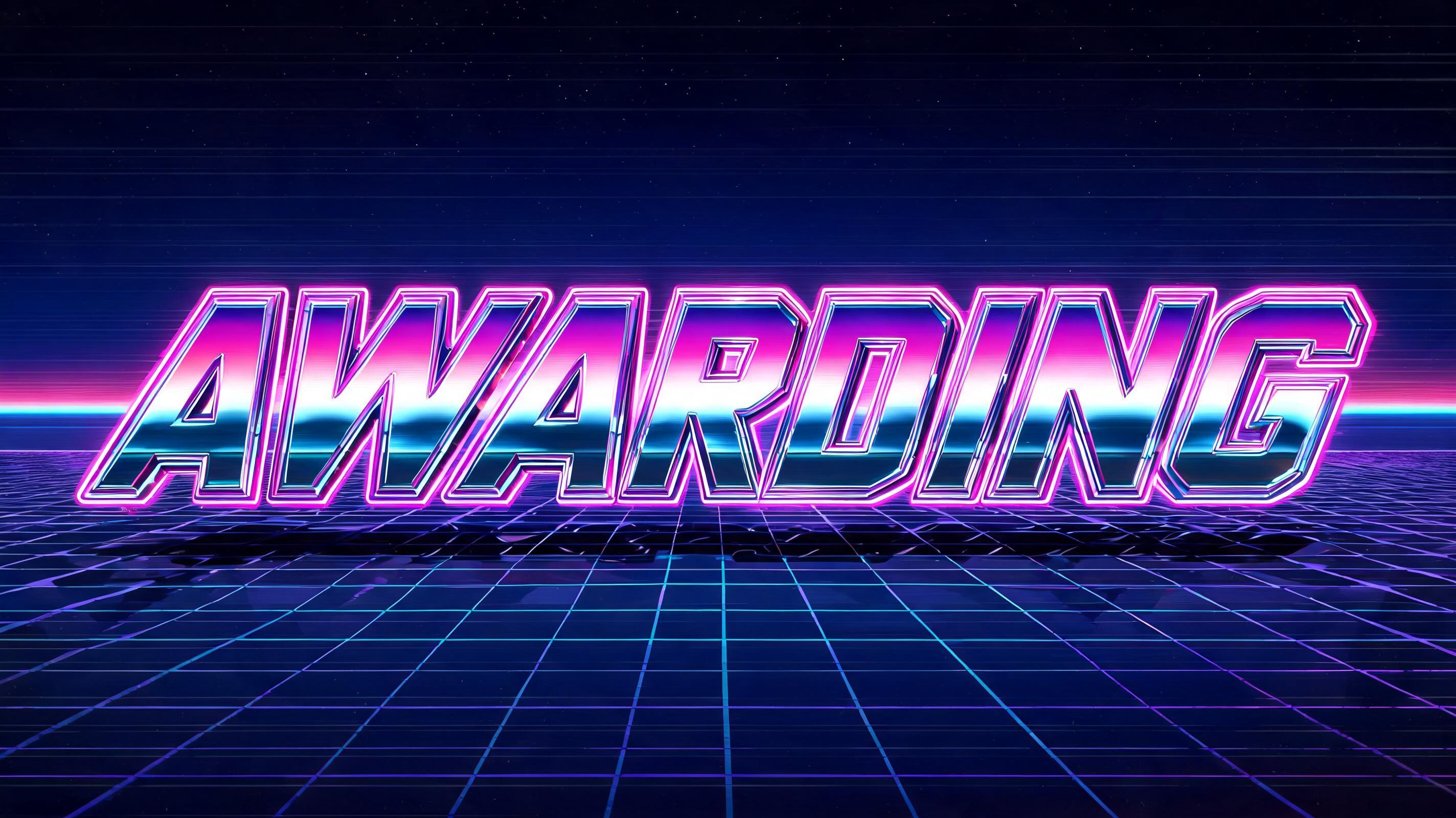 "awarding" — Neon 80s | AI Text Effect Generator