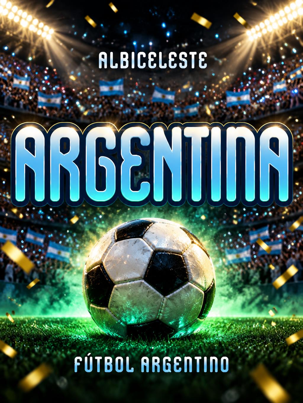 "ARGENTINA
ALBICELESTE
FÚTBOL ARGENTINO" — Sports Football | AI Text Effect Generator