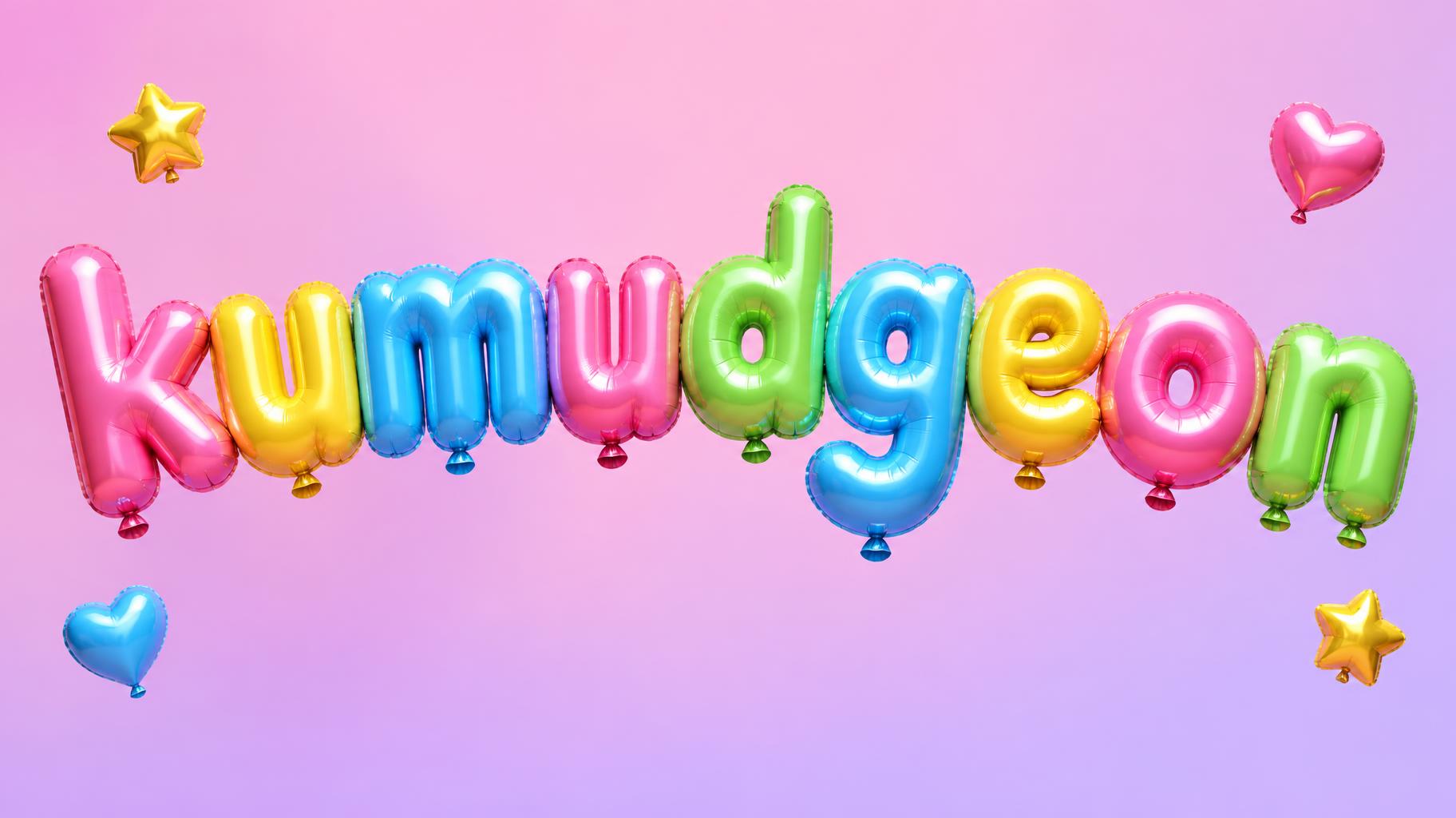 "kumudgeon" — Y2k Bubbly | AI Text Effect Generator