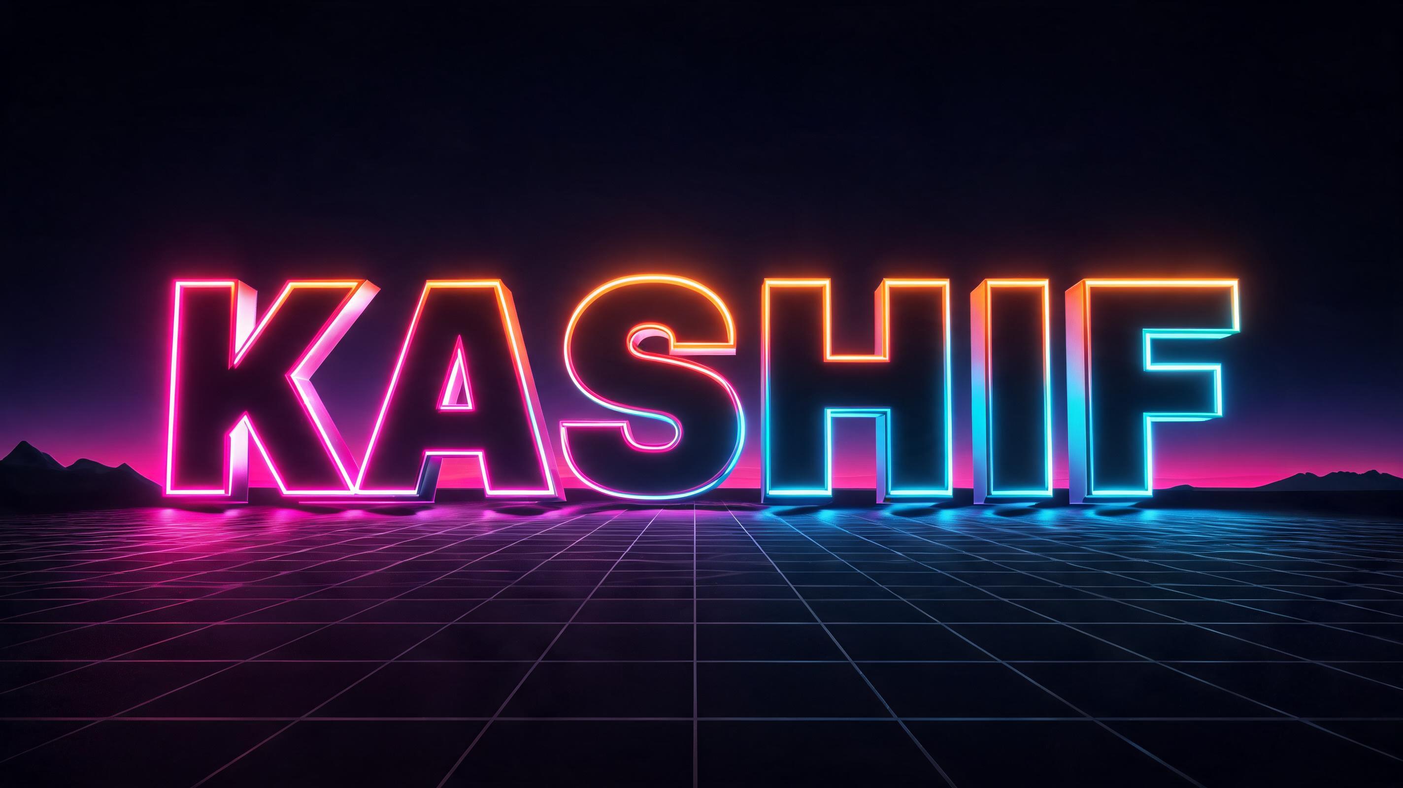 "Kashif " — 3d Bold Neon text effect
