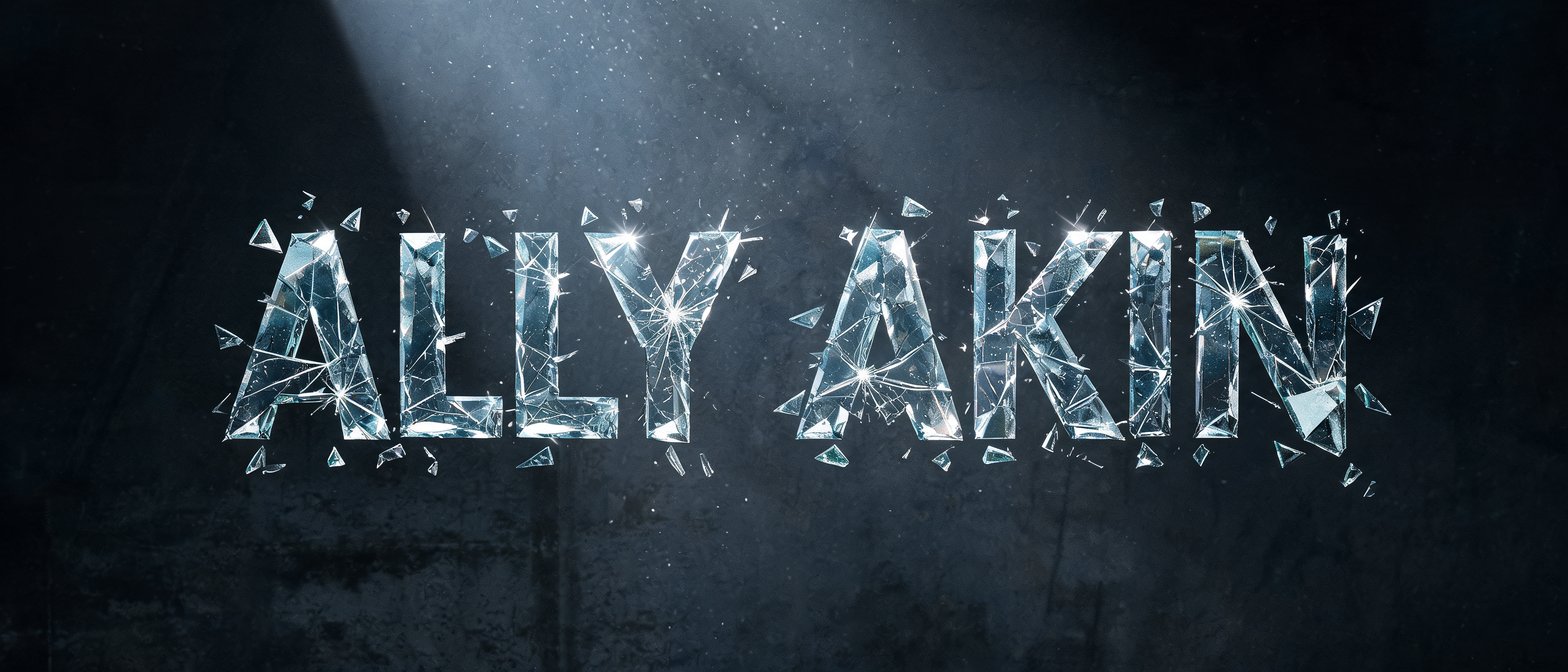 "ALLY AKIN" — Glass Broken text effect