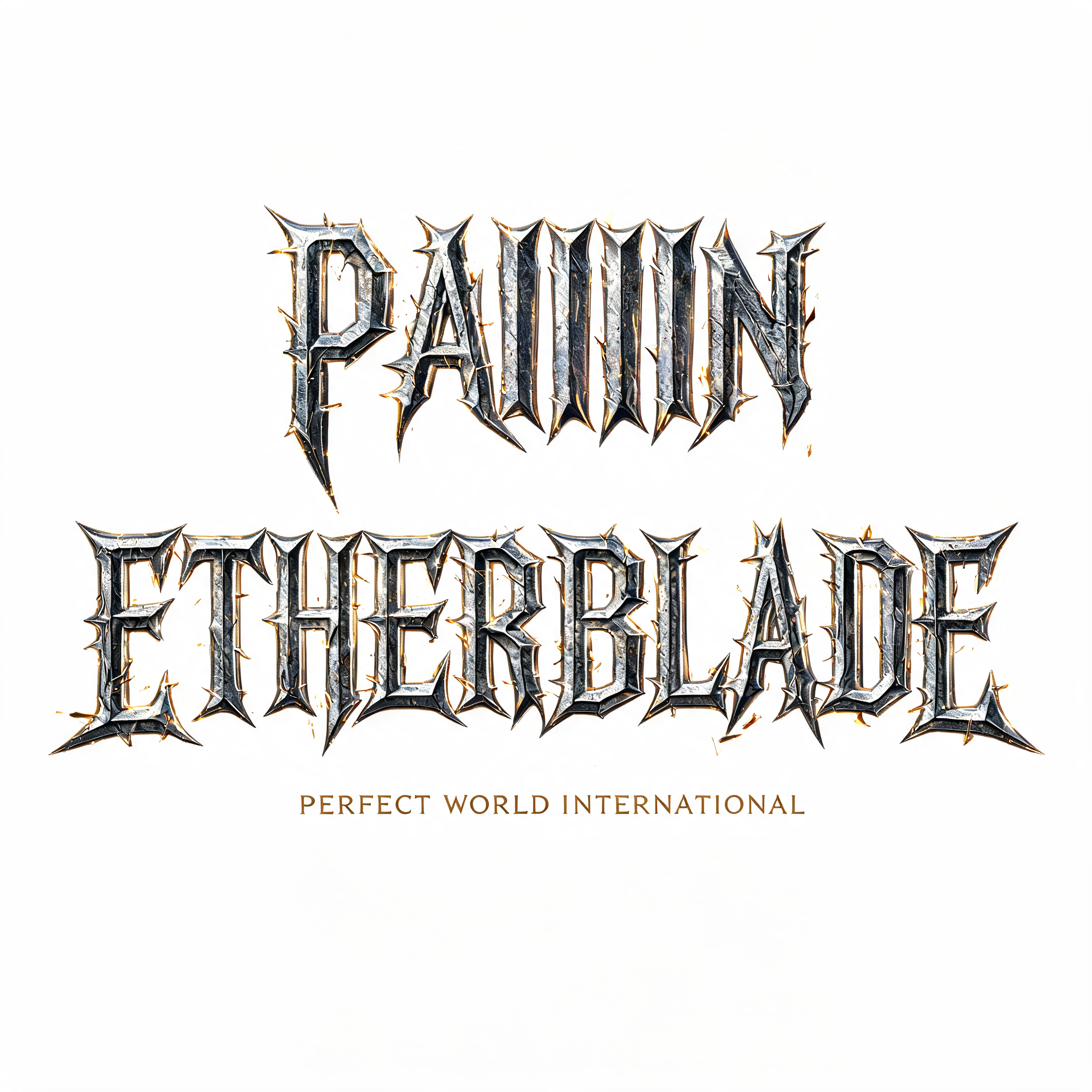"PAIIIIIN
ETHERBLADE
PERFECT WORLD INTERNATIONAL" — Gothic Font text effect