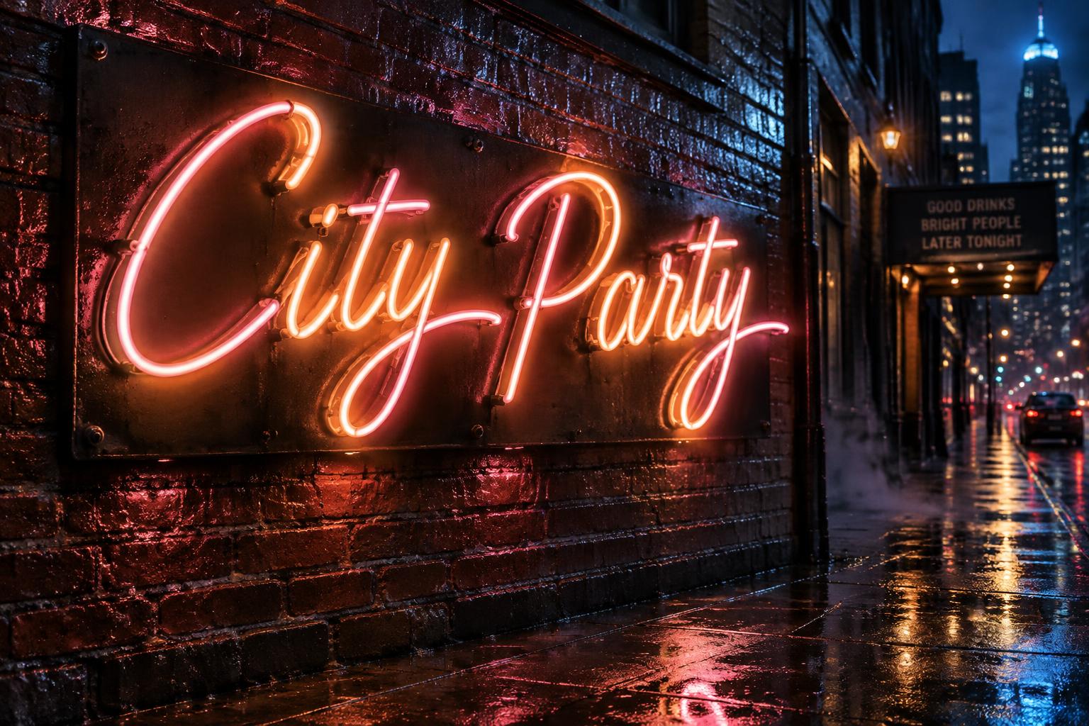 "City Party" — Neon Sign | AI Text Effect Generator