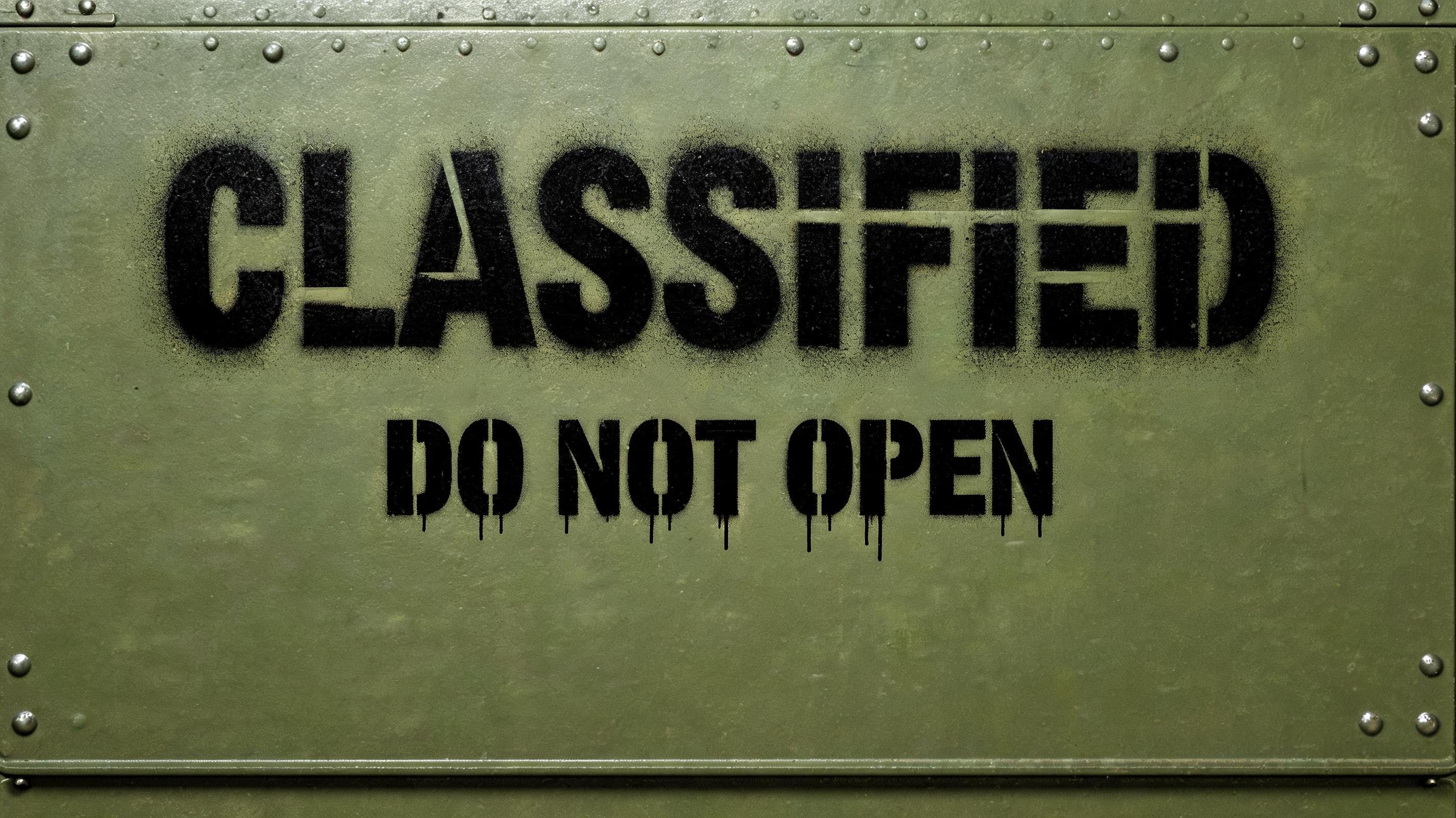 "CLASSIFIED
DO NOT OPEN" — Stencil | AI Text Effect Generator