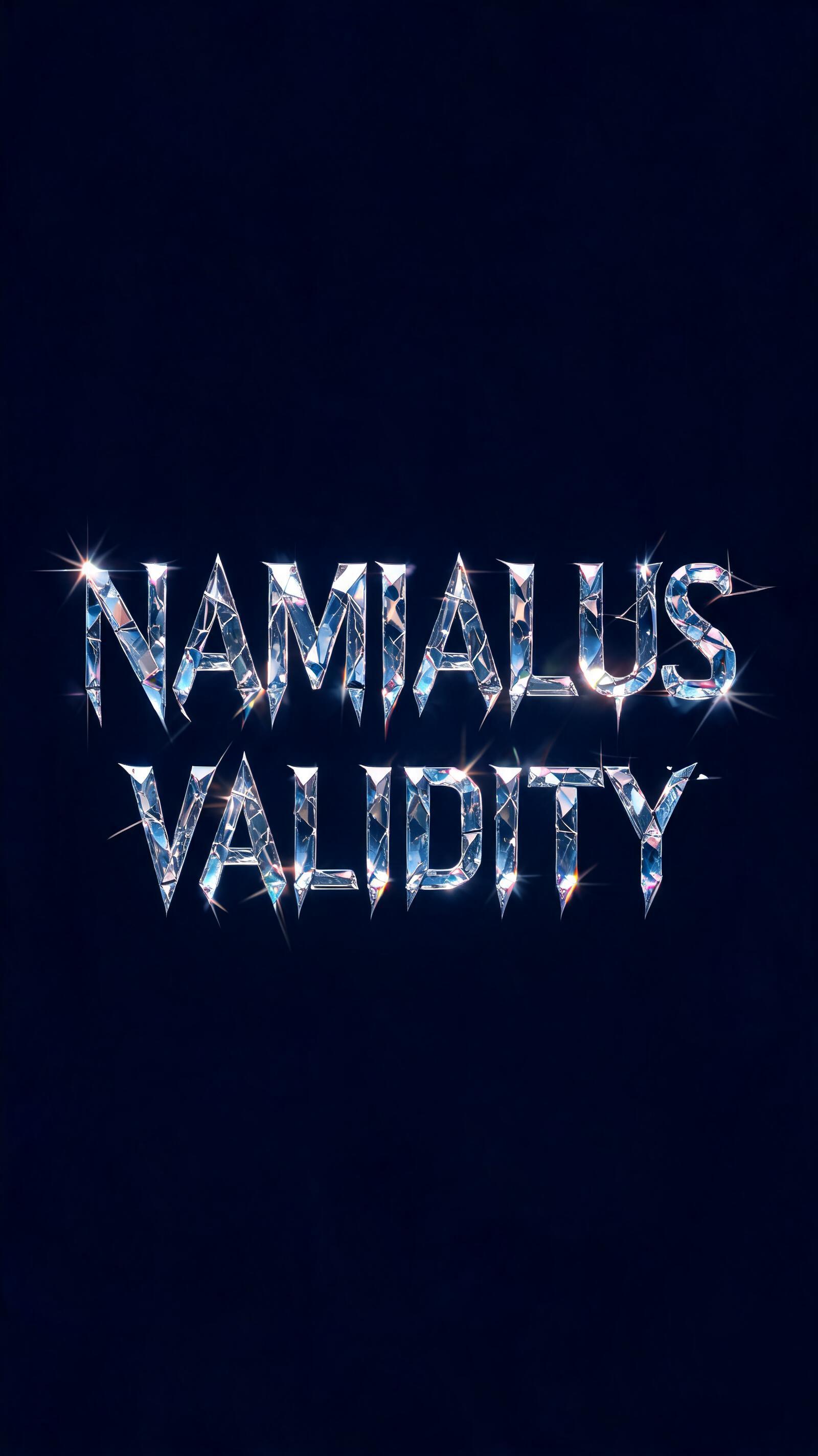 "NAMIALUS 
VALIDITY" — Glass | AI Text Effect Generator