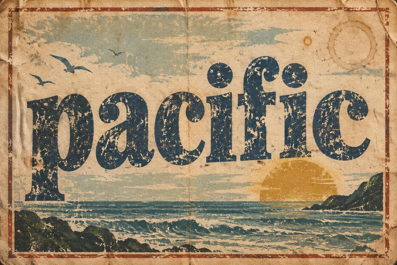 "pacific" — Vintage | AI Text Effect Generator
