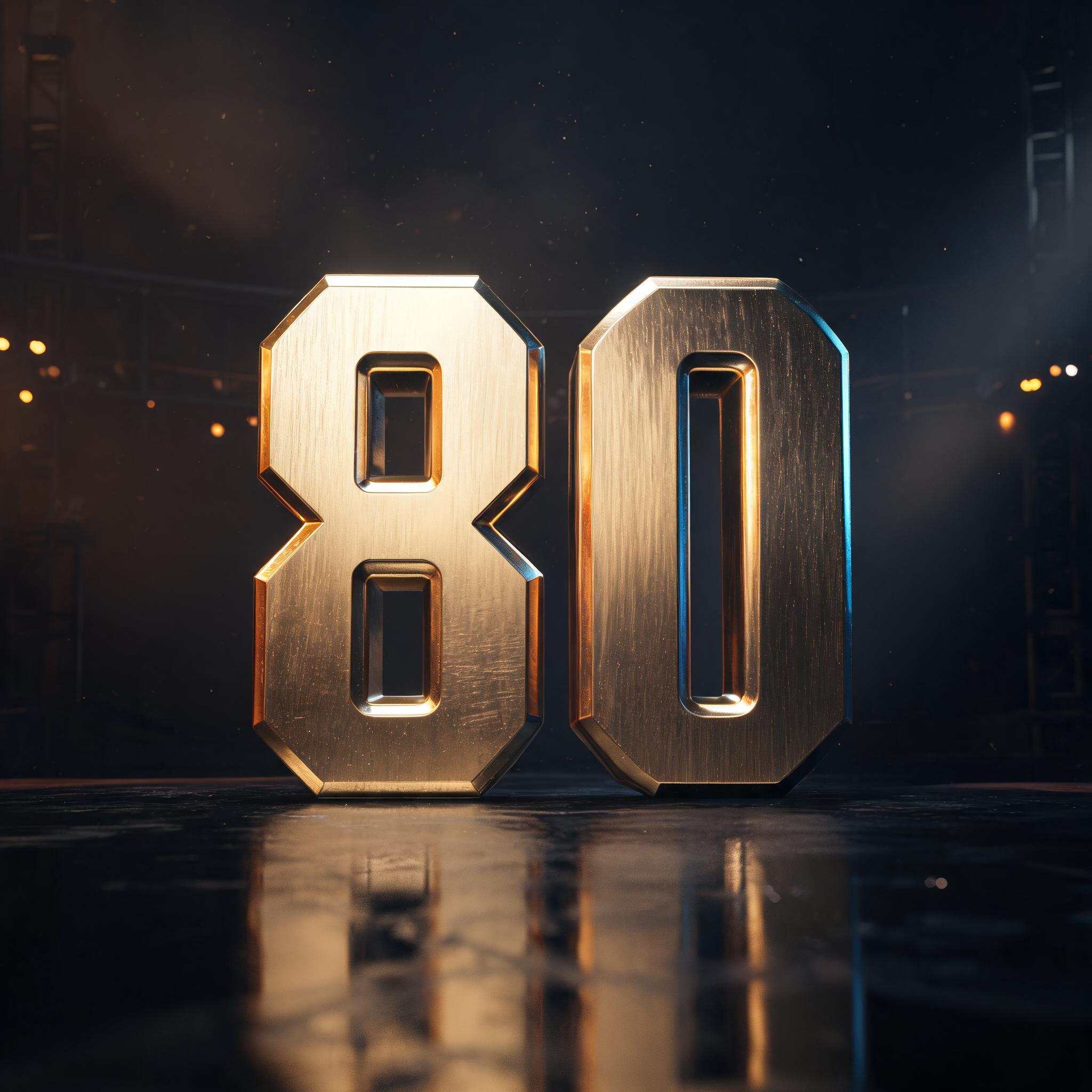 "80" — Metallic | AI Text Effect Generator