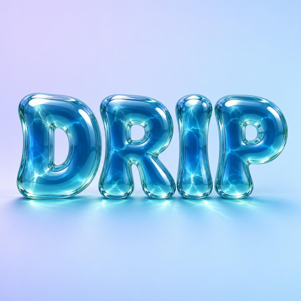 "DRIP" — Glass Liquid | AI Text Effect Generator