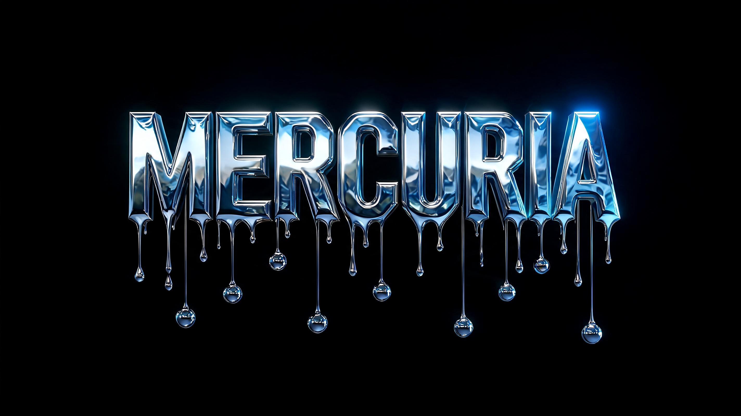 "Mercuria" — Chrome Metal 3d | AI Text Effect Generator