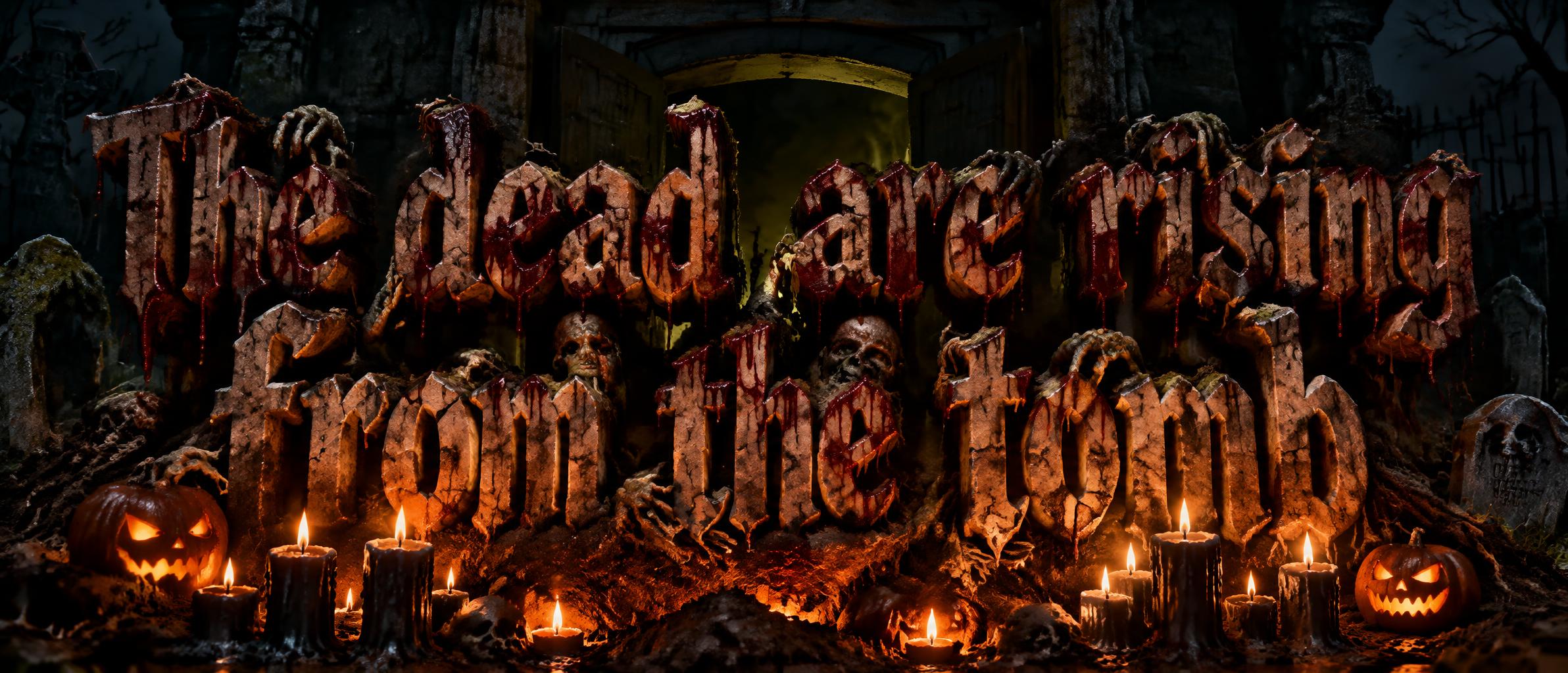"The dead are rising from the tomb" — Horror text effect