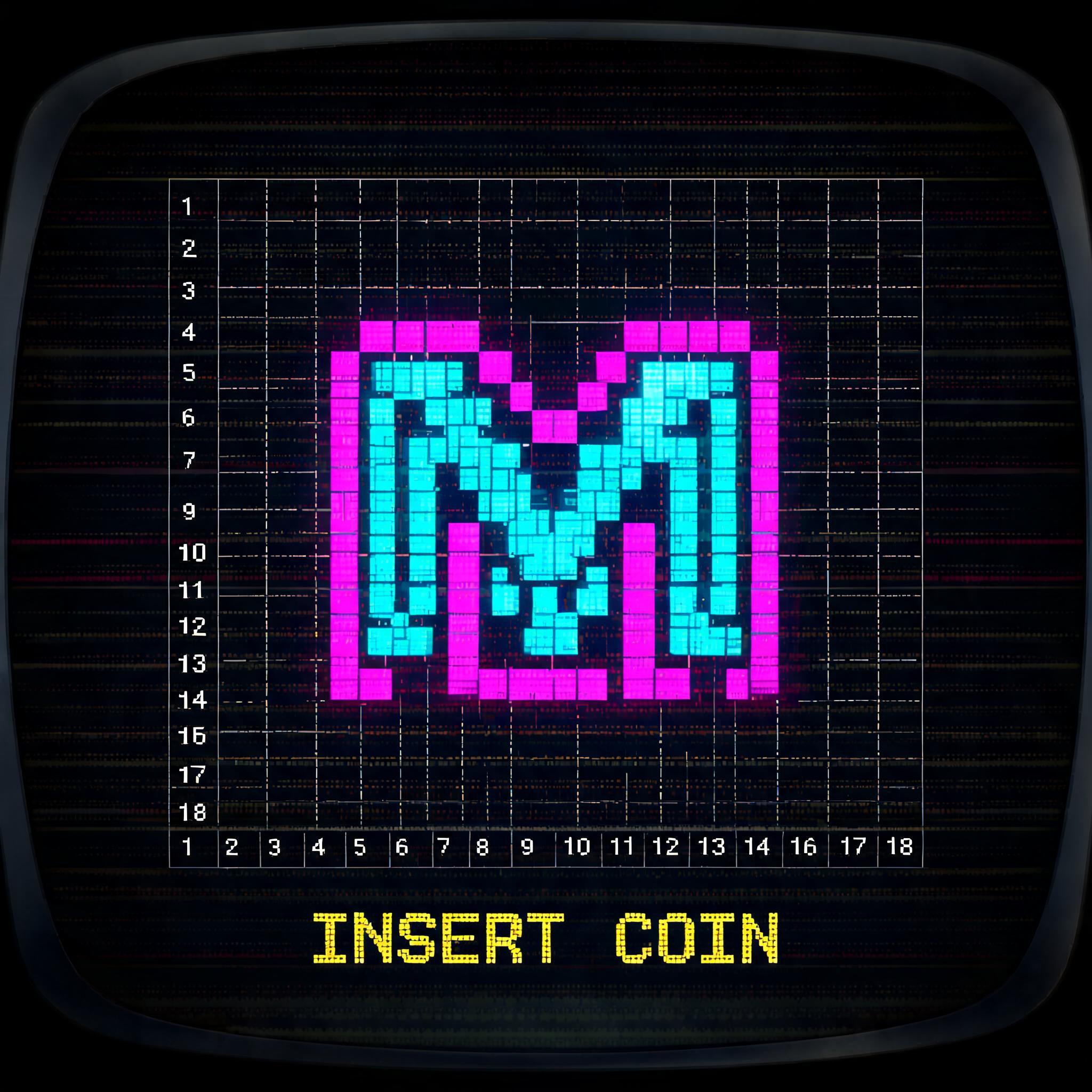 "Ein M gepixelt in einem 18 mal 18 großem mit 2 schichten neon gepixelt" — Pixel Art | AI Text Effect Generator