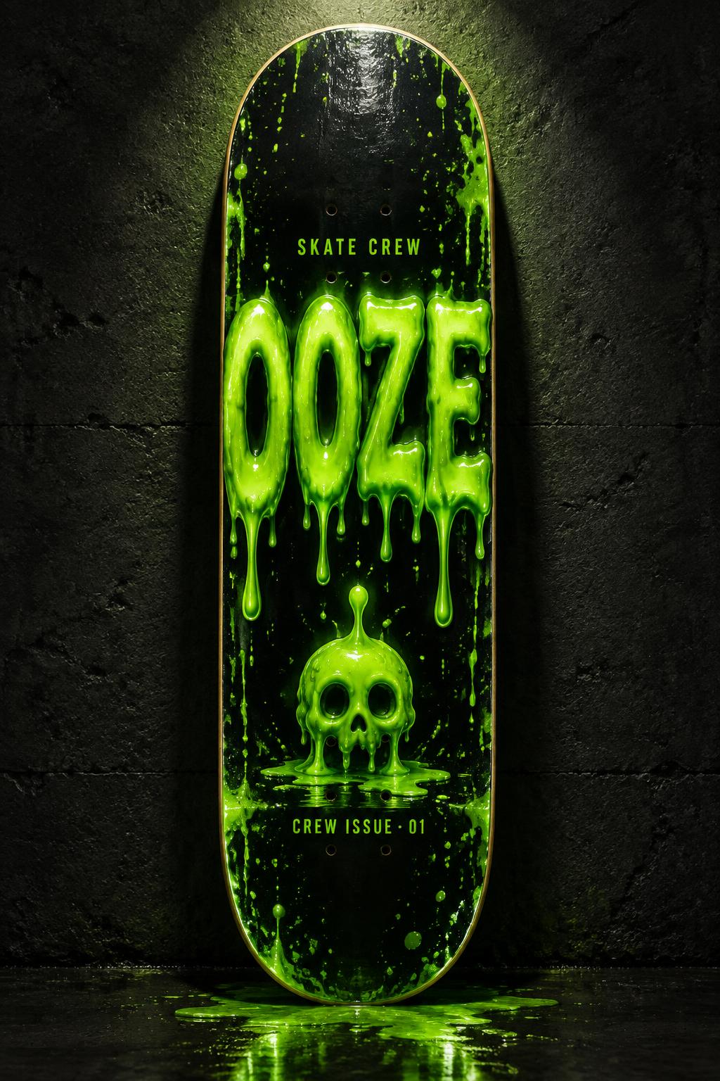 "OOZE
SKATE CREW
CREW ISSUE · 01" — Drip Font | AI Text Effect Generator