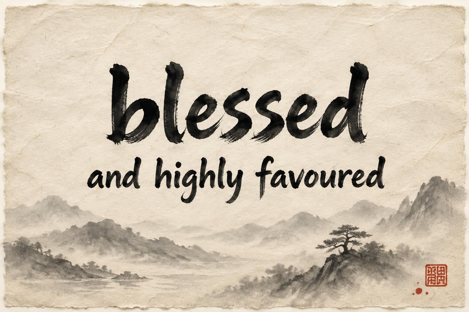 "blessed
and highly favoured" — Brush Chinese Ink | AI Text Effect Generator