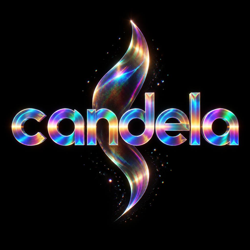 "candela" — Holographic | AI Text Effect Generator