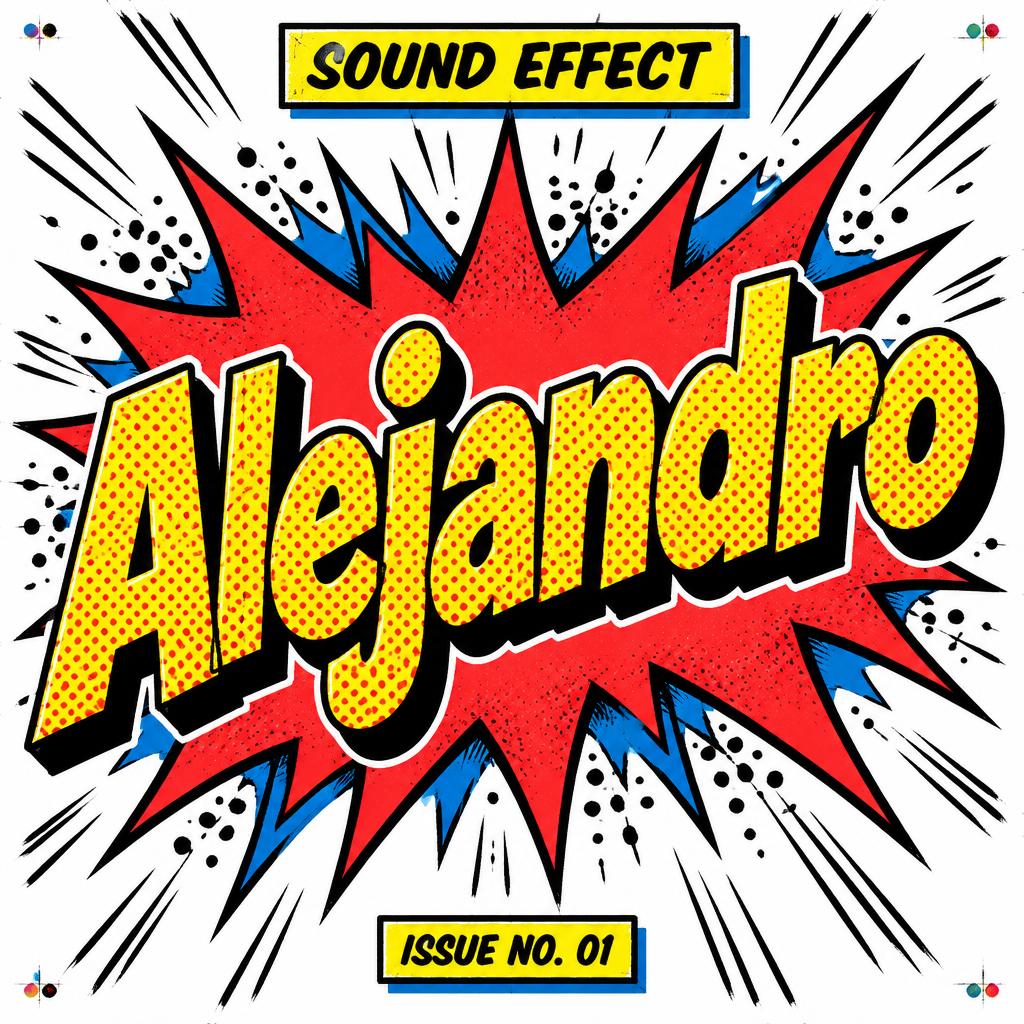 "Alejandro
SOUND EFFECT
ISSUE NO. 01" — Comic Book | AI Text Effect Generator