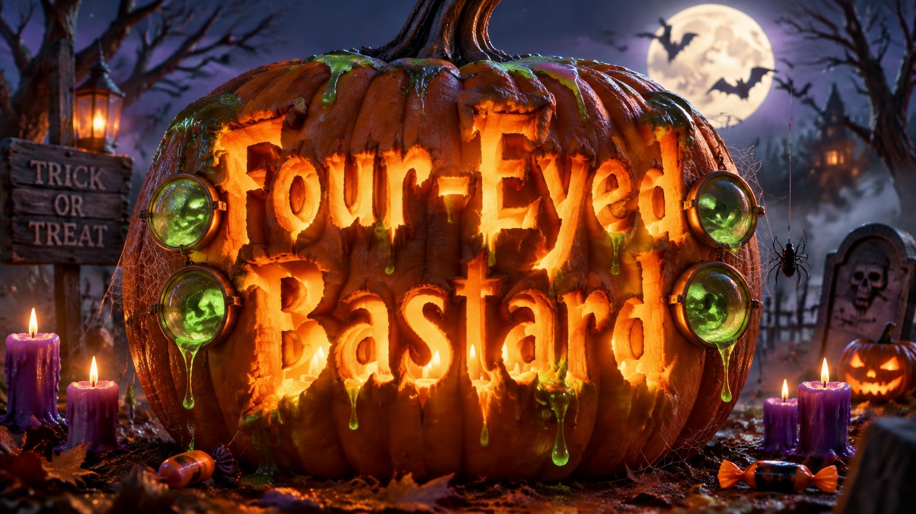 "Four-Eyed Bastard" — Halloween | AI Text Effect Generator