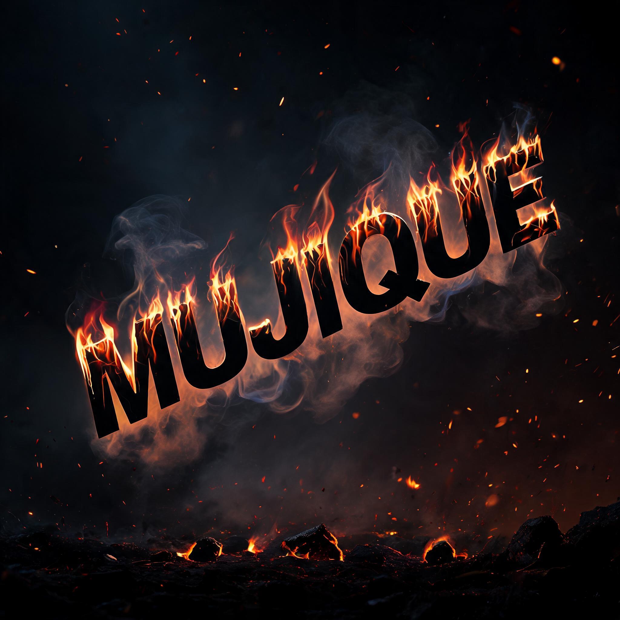 "MUJIQUE" — Fire Smoke | AI Text Effect Generator