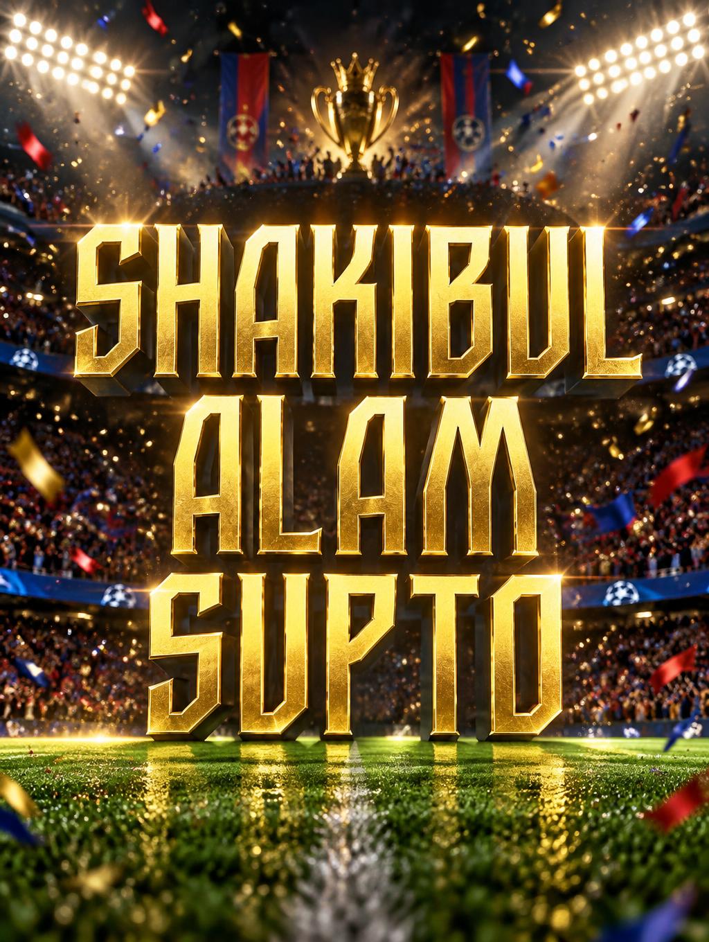 "Shakibul Alam Supto" — Sports Football | AI Text Effect Generator