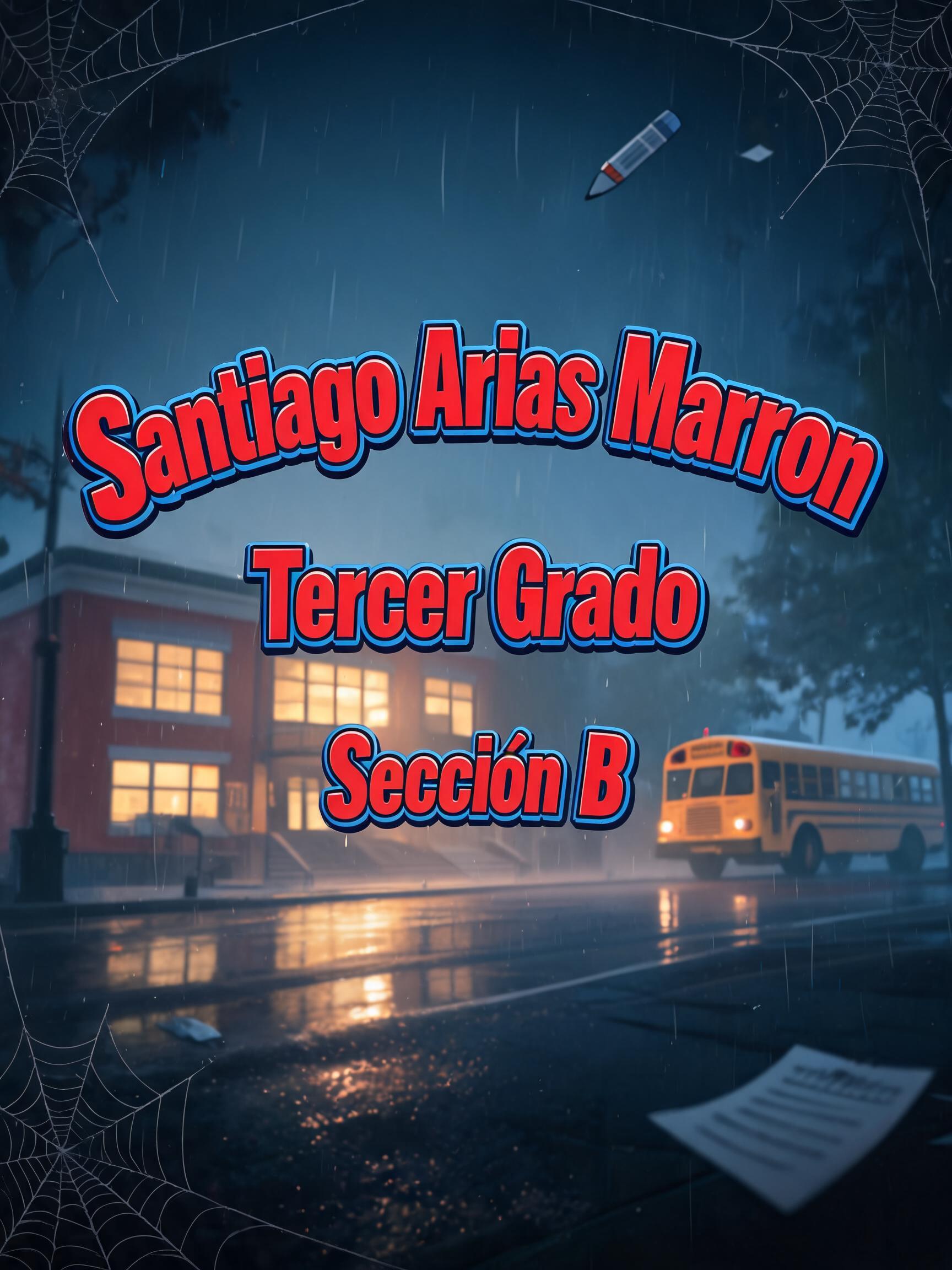 "Santiago Arias Marron 
Tercer Grado 
Sección B" — Spider Hero | AI Text Effect Generator