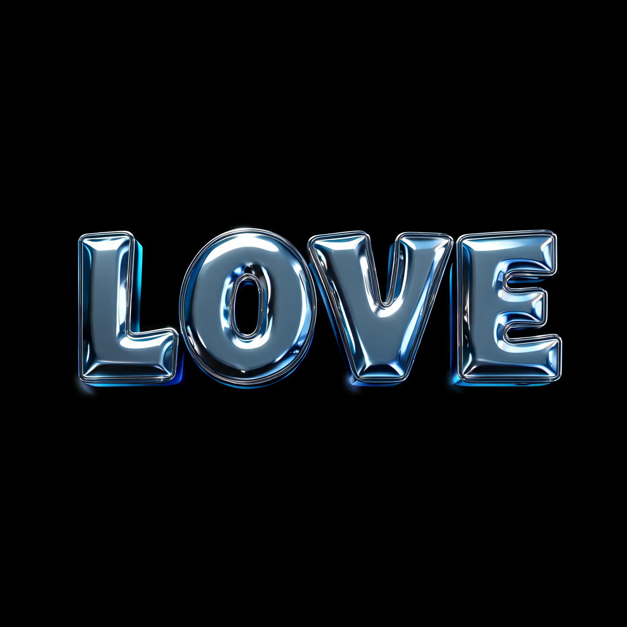 "LOVE" — Chrome Metal 3d | AI Text Effect Generator