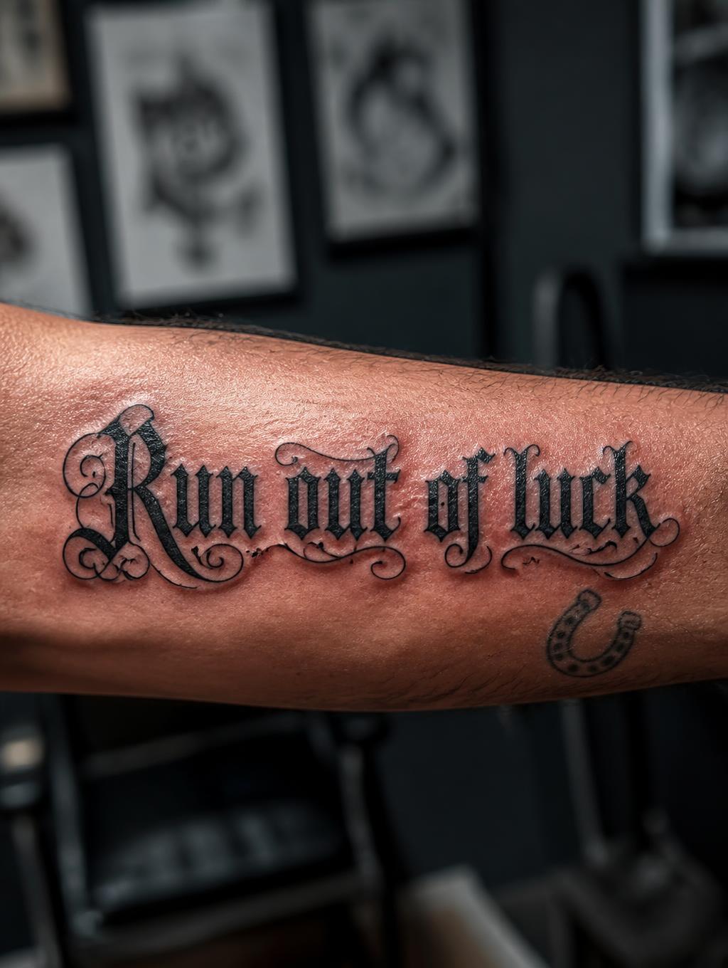 "Run out of luck" — Tattoo text effect