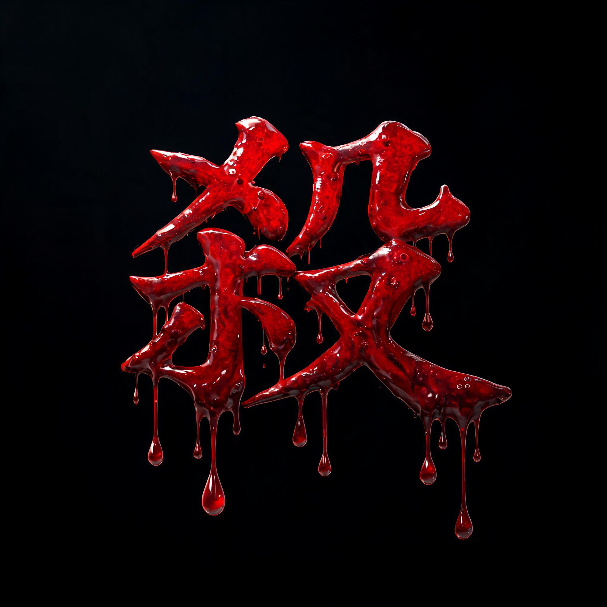 "殺" — Drip Font Blood | AI Text Effect Generator