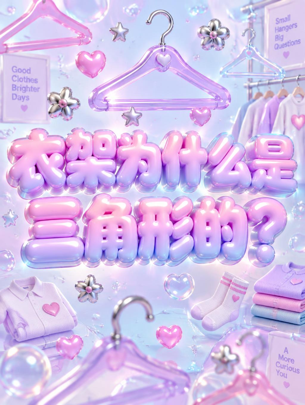 "衣架为什么是三角形的？" — Y2k Bubbly | AI Text Effect Generator