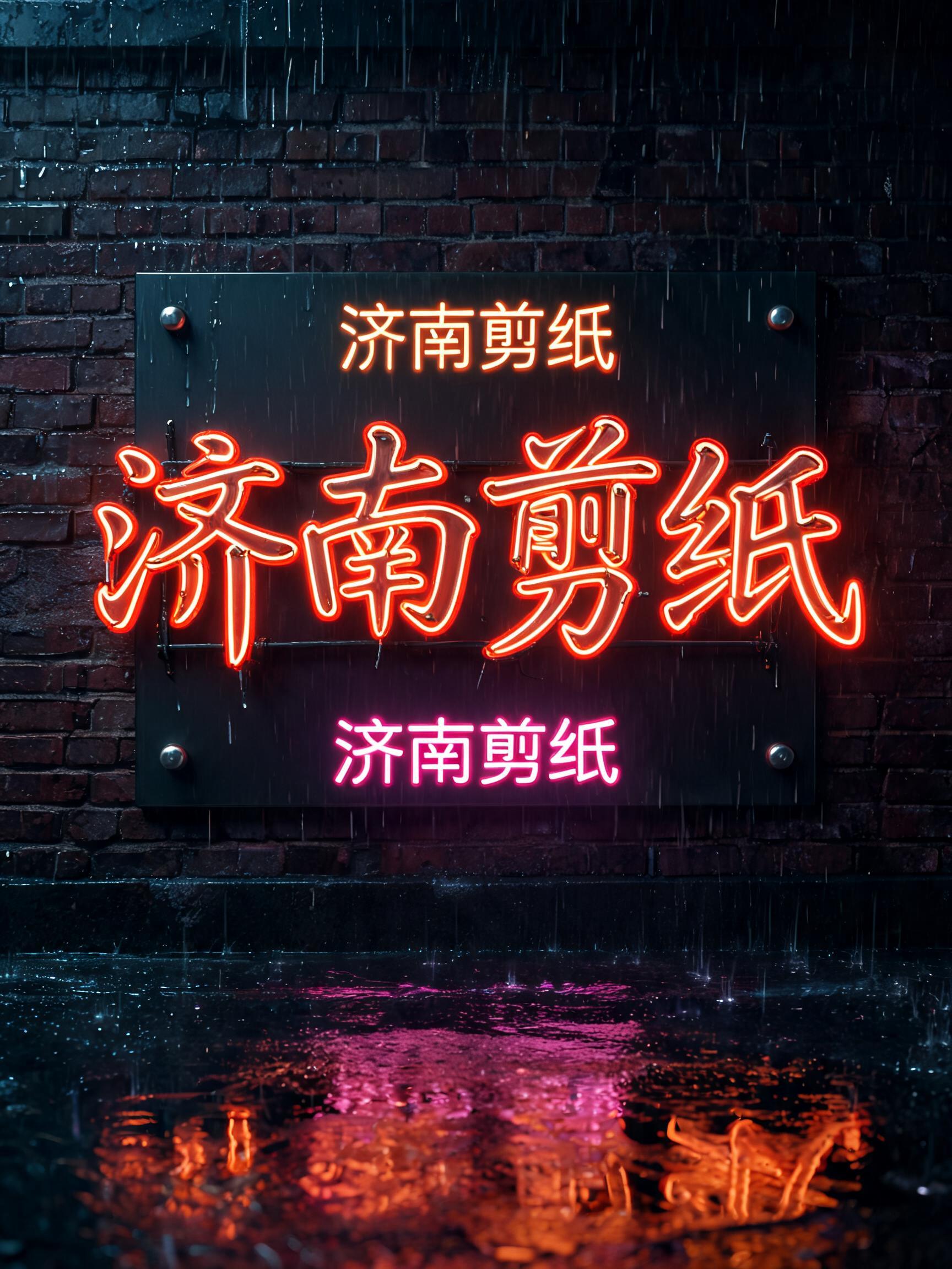 "济南剪纸" — Neon Sign | AI Text Effect Generator