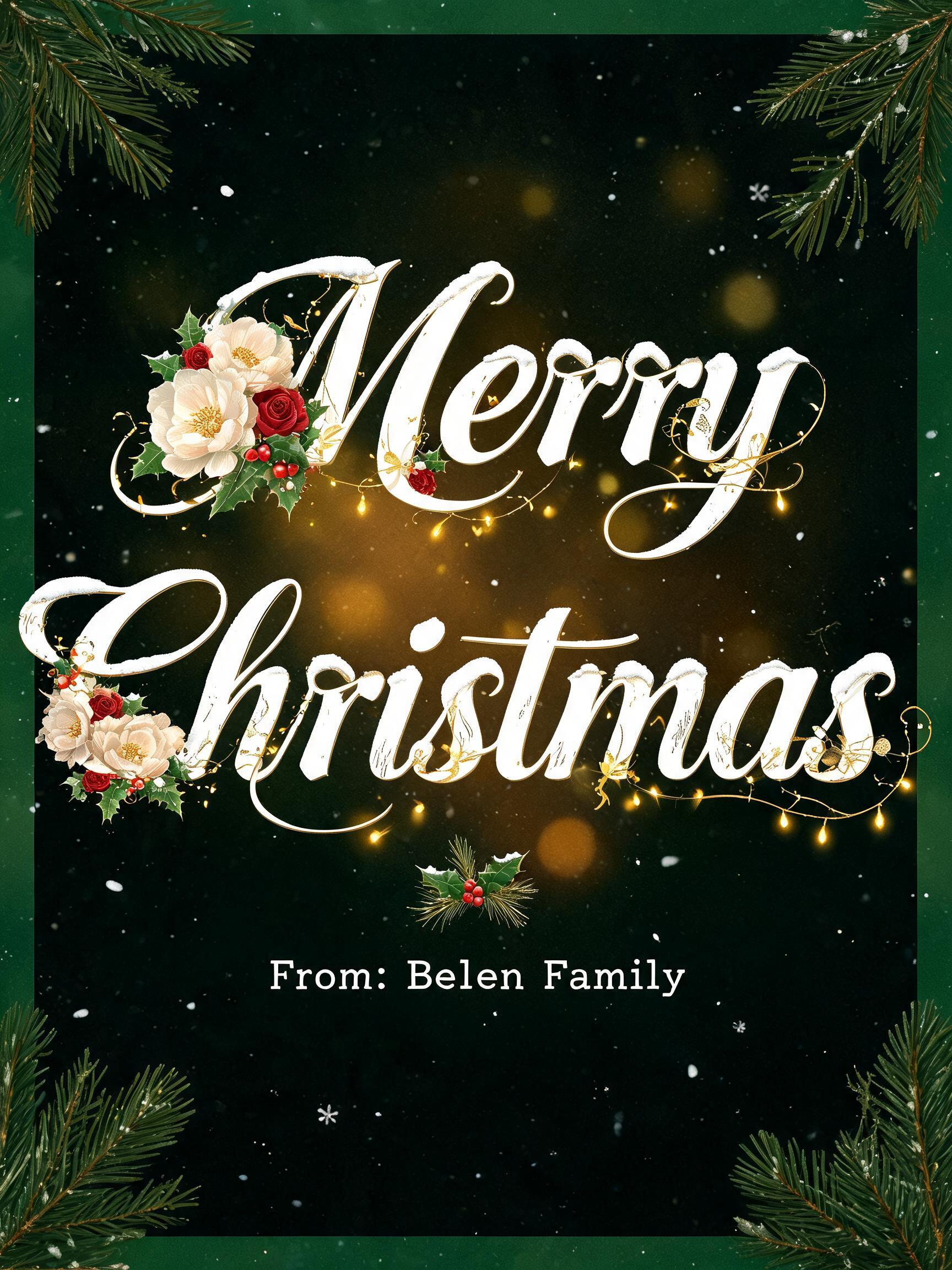 "Merry Christmas 


From: Belen Family" — Christmas text effect