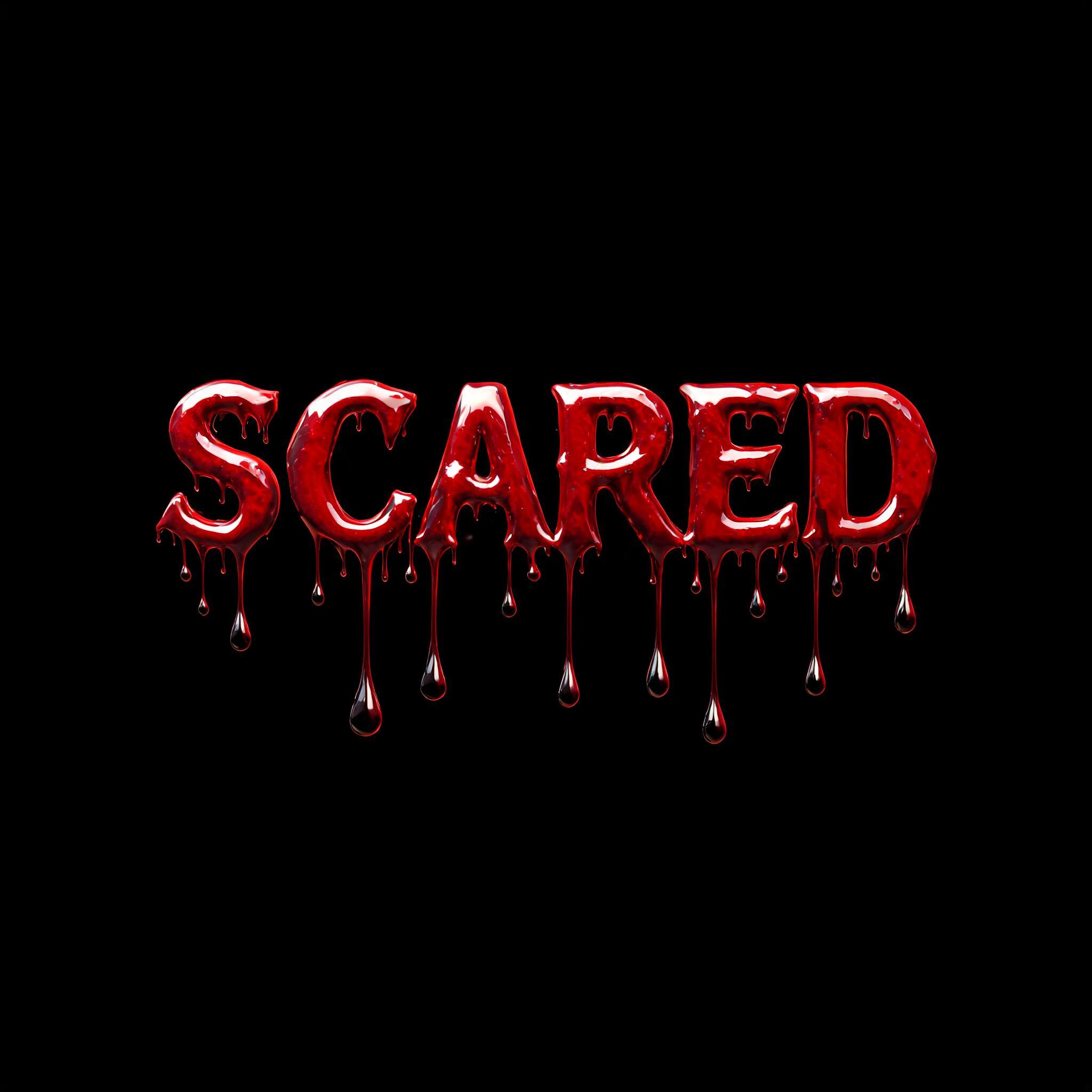 "Scared" — Drip Font Blood | AI Text Effect Generator