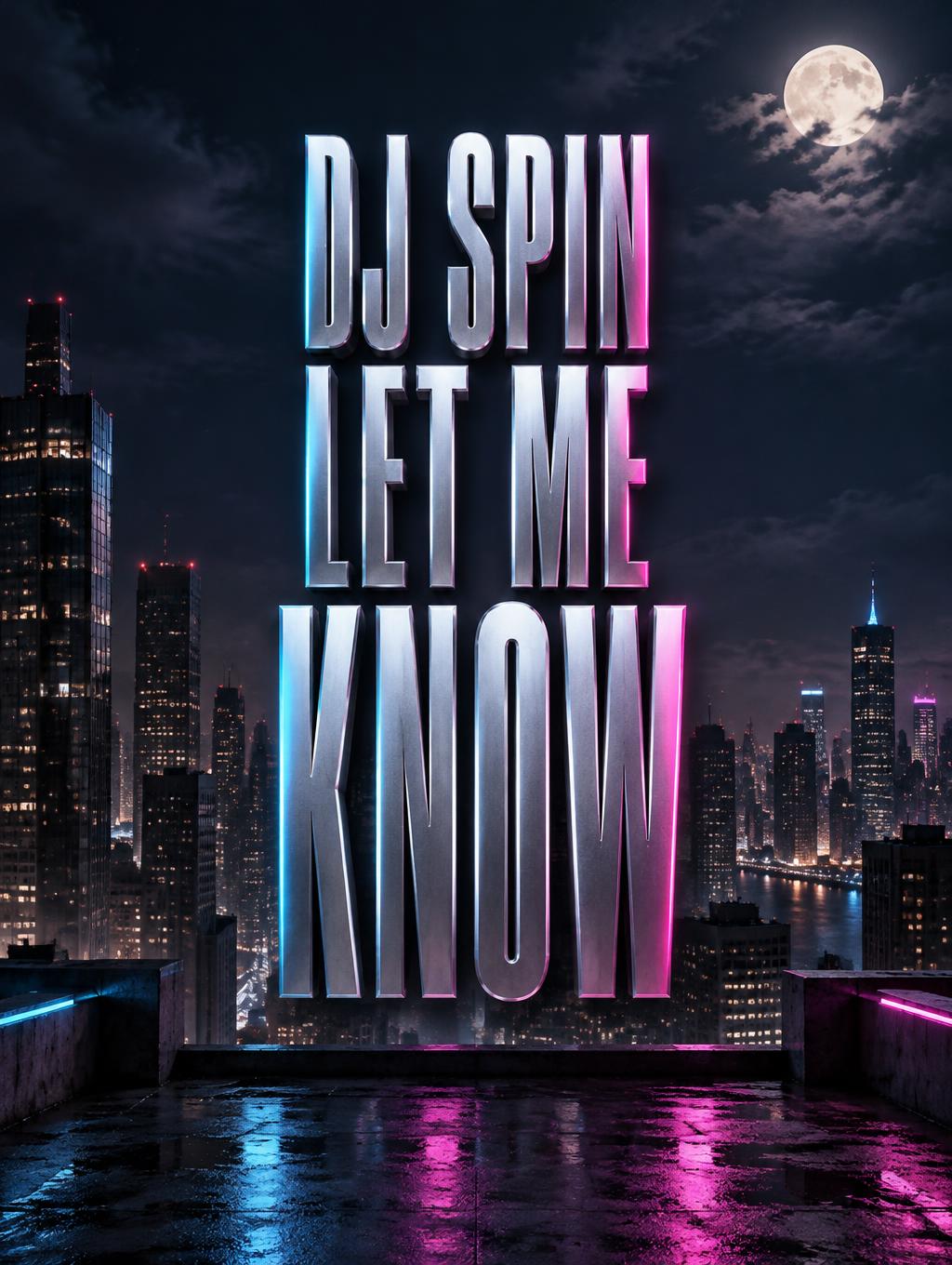 "DJ SPIN LET ME KNOW" —  | AI Text Effect Generator