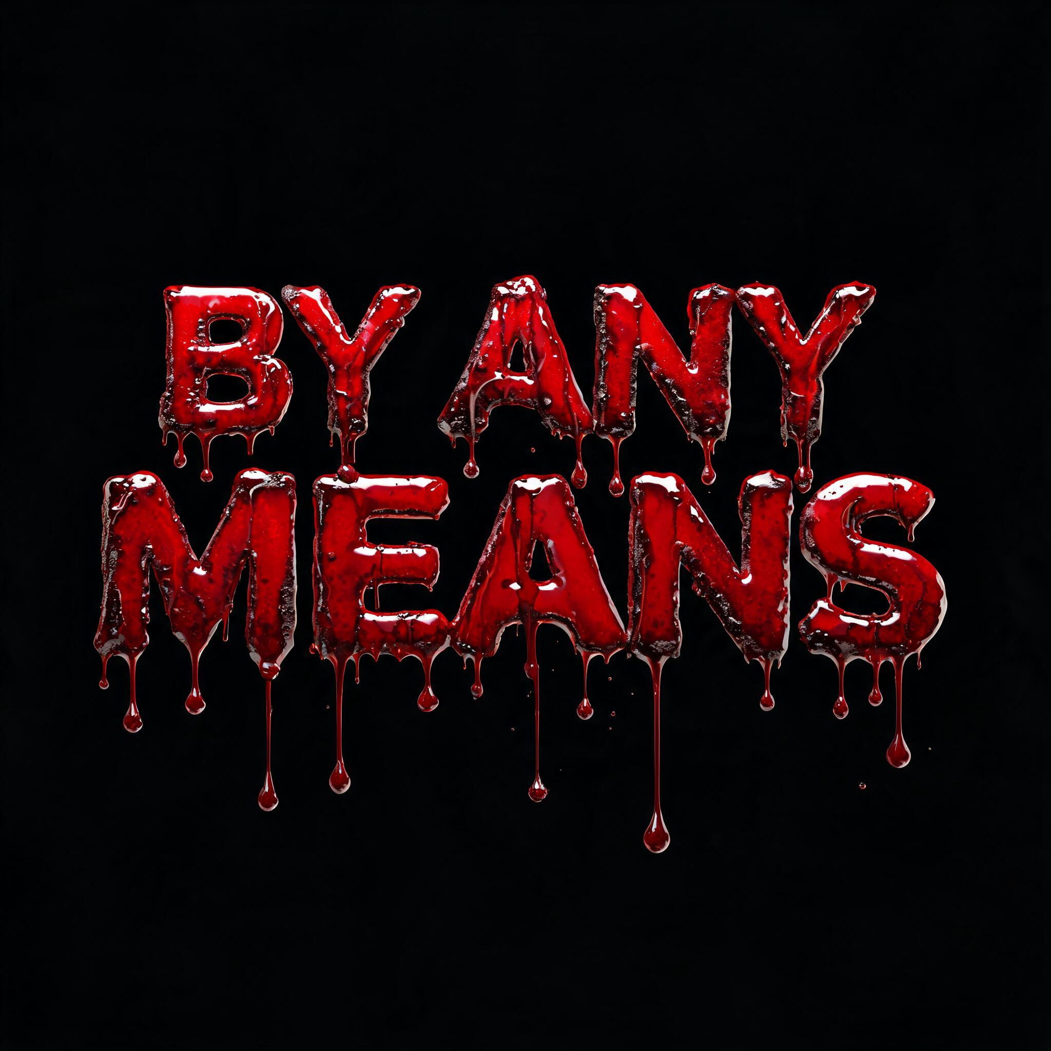 "BY ANY MEANS" — Drip Font Blood | AI Text Effect Generator