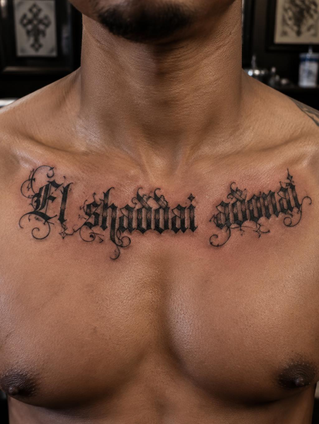 "El shaddai adonai" — Tattoo | AI Text Effect Generator