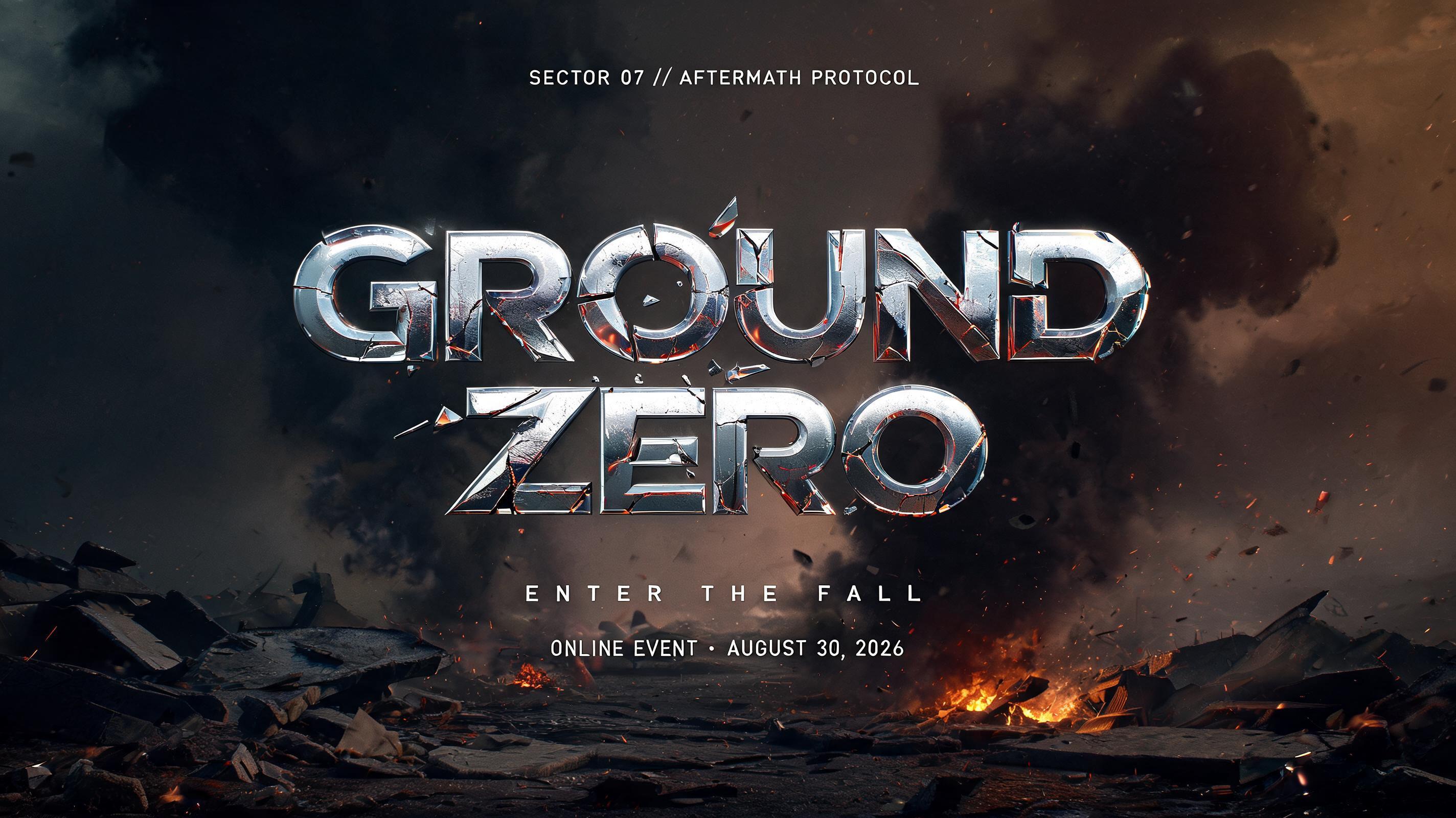 "Design a shattered title reading Ground Zero for my game banner" — Post Apocalyptic text effect