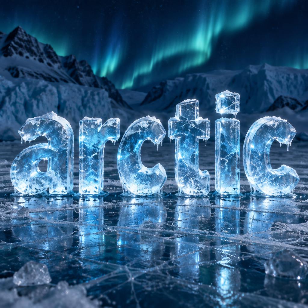 "arctic" — Glass Frozen | AI Text Effect Generator