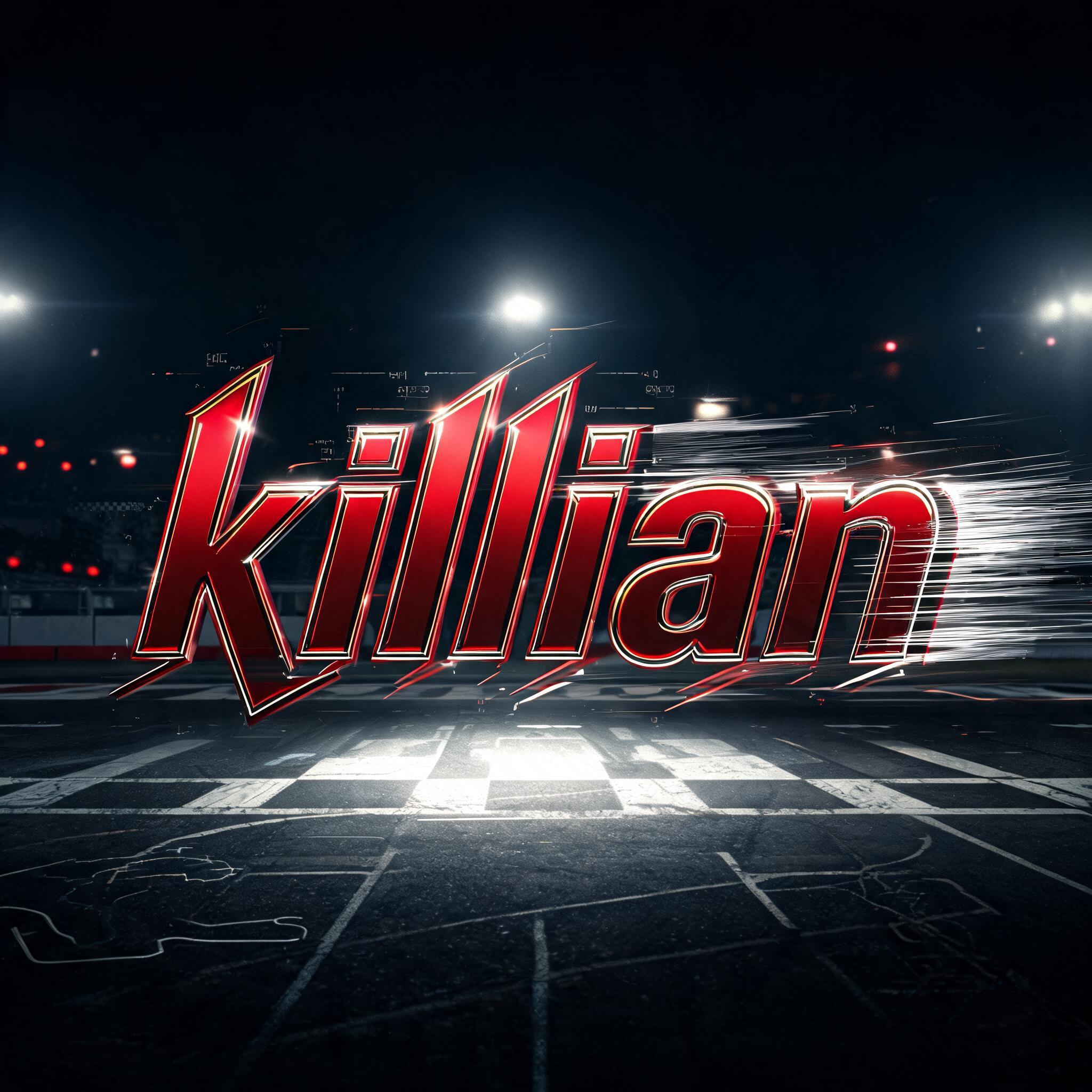 "killian" — Racing | AI Text Effect Generator