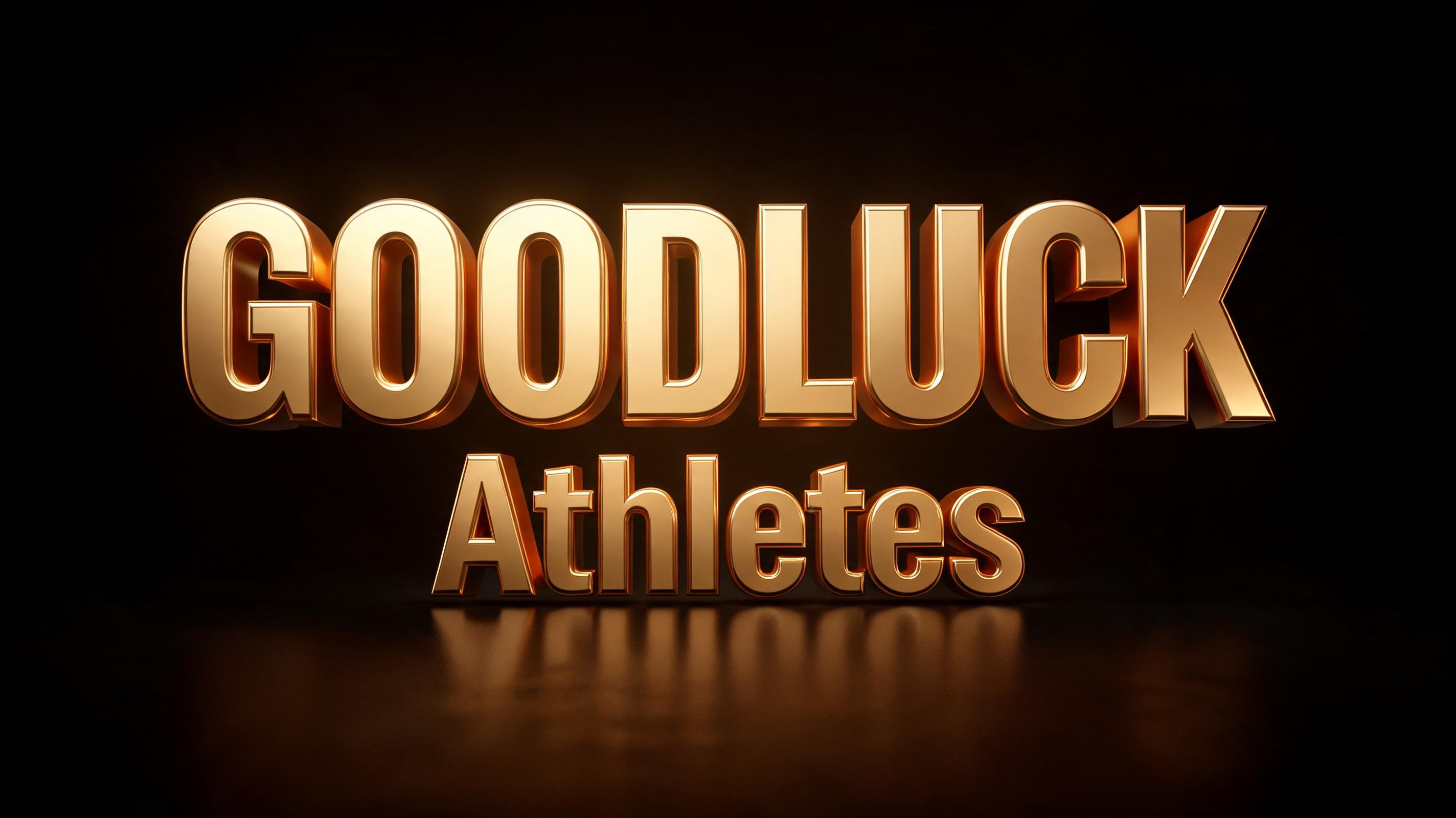 "GOODLUCK
Athletes" — 3d Bold Gold | AI Text Effect Generator