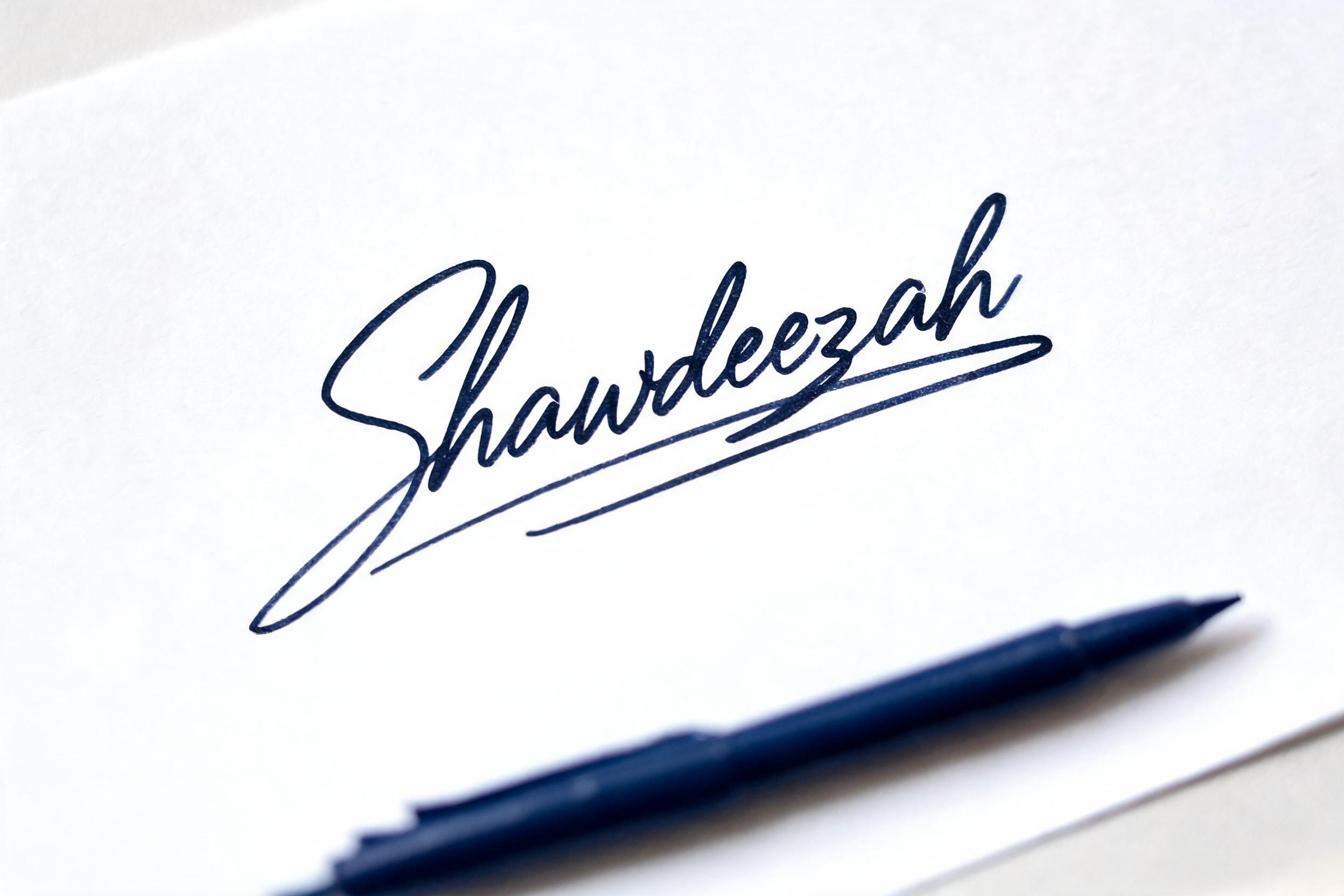 "Shawdeezah
" — Cursive Signature | AI Text Effect Generator